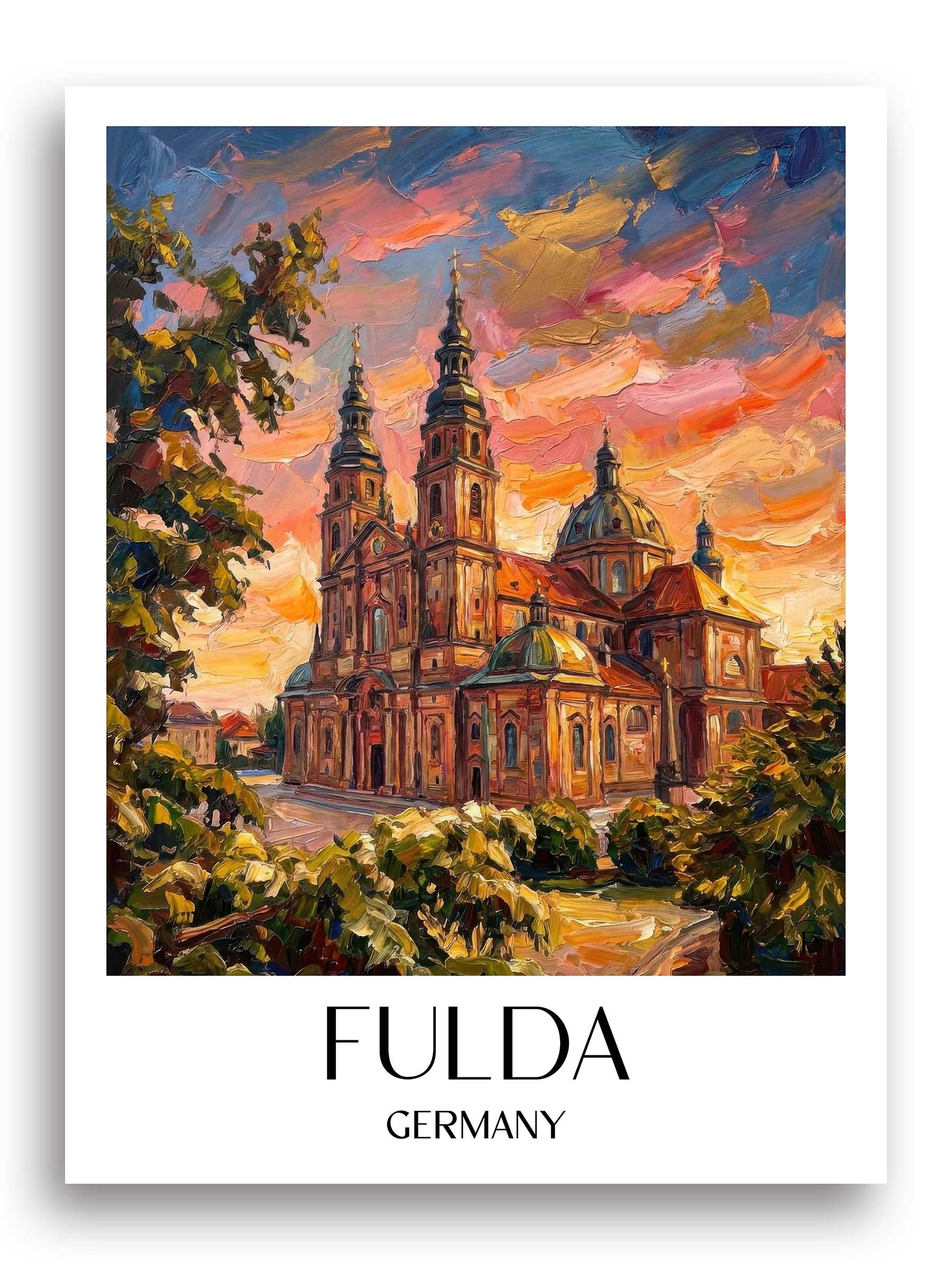 Fulda Poster - Hessen - Deutschland Kunstdruck - Ölgemälde von A4 bis A1