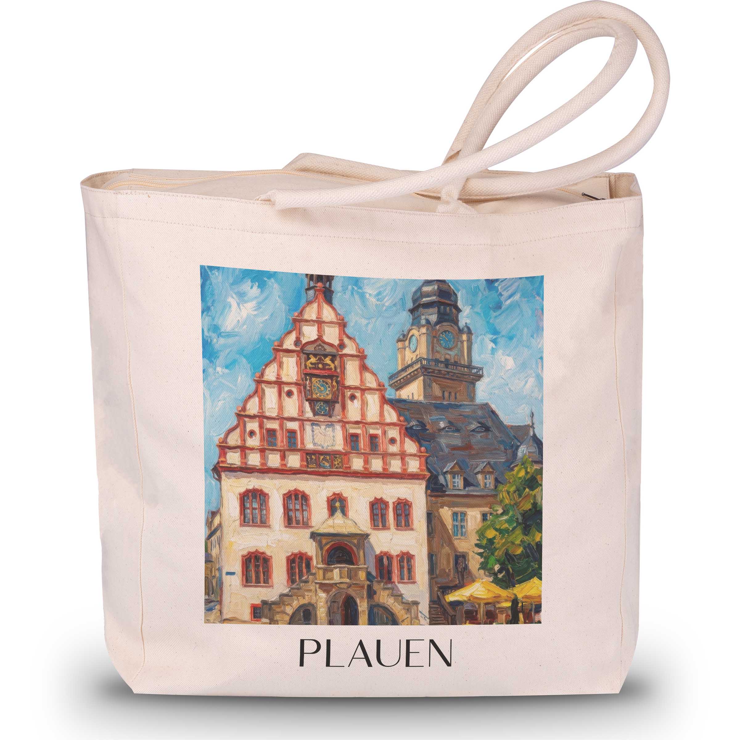 Plauen Shopping Tasche - Sachsen - Deutschland Tote Bag - Einkaufstasche im Ölgemälde Stil