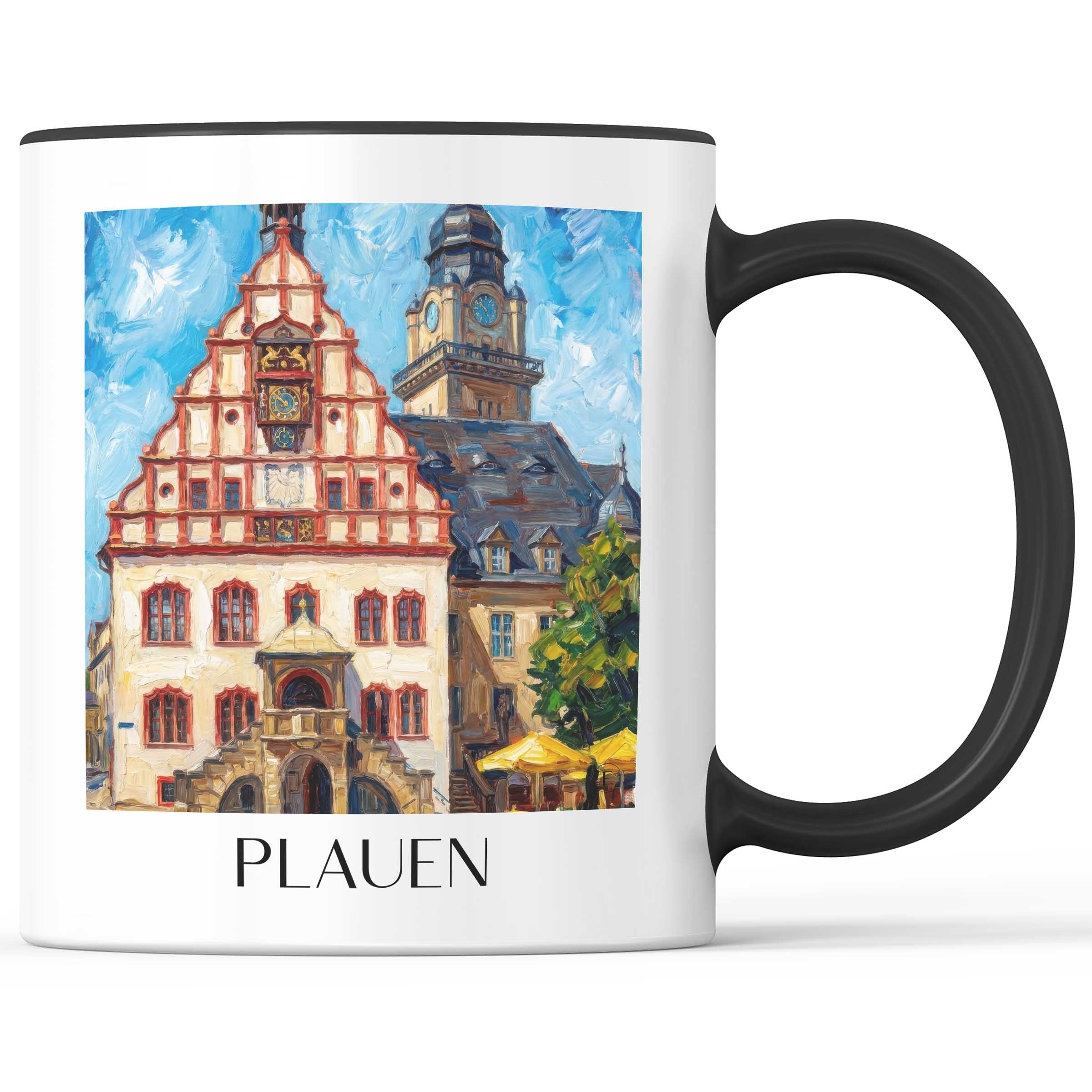 Plauen Kaffeebecher - Sachsen - Deutschland Becher - Kaffeetasse im Ölgemälde Stil