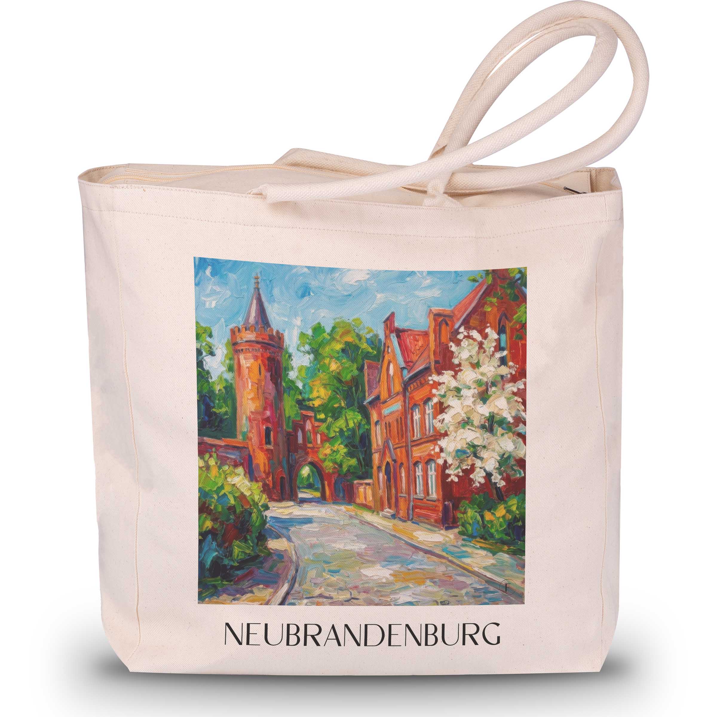 Neubrandenburg Shopping Tasche - Mecklenburg-Vorpommern - Deutschland Tote Bag - Einkaufstasche im Ölgemälde Stil