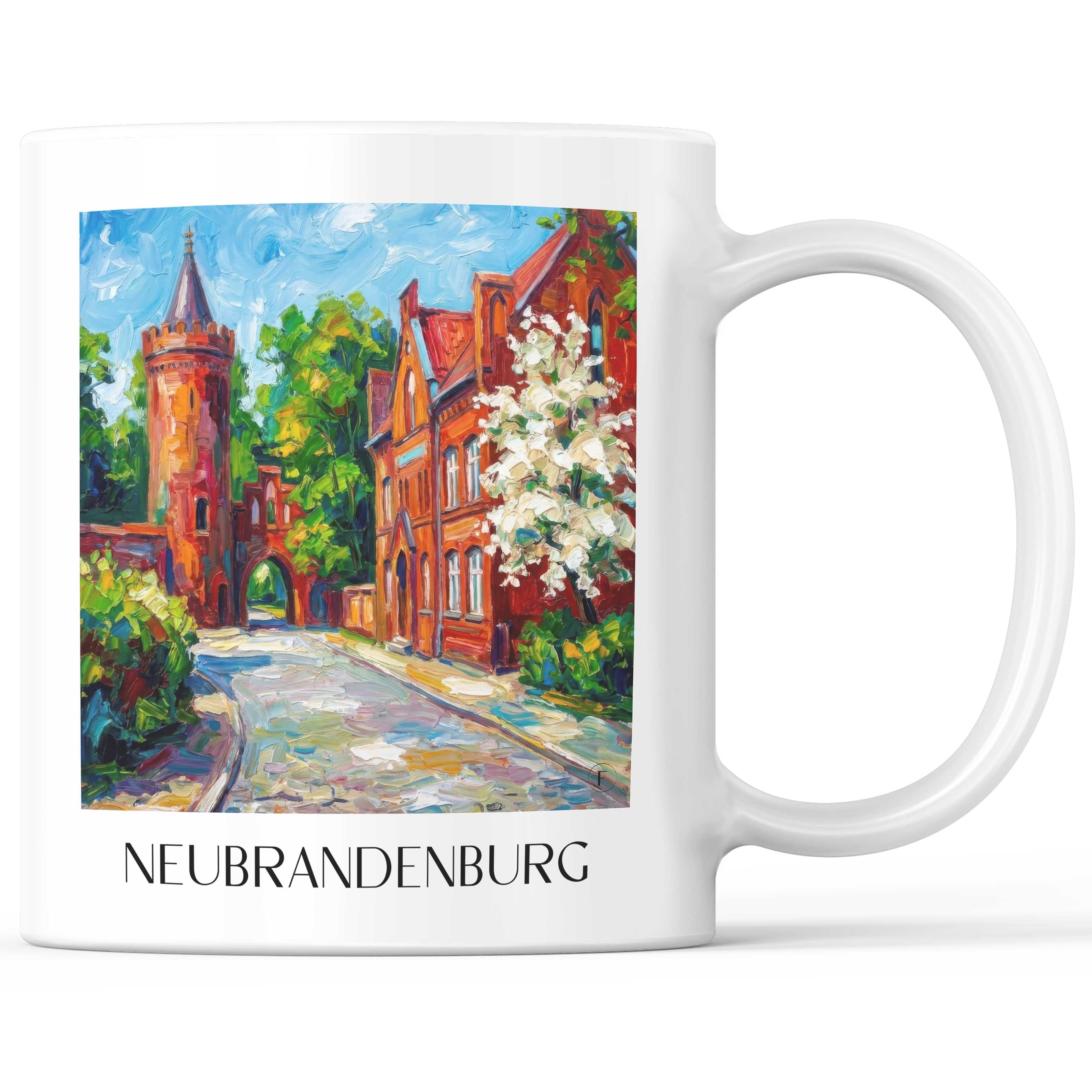 Neubrandenburg Kaffeebecher - Mecklenburg-Vorpommern - Deutschland Becher - Kaffeetasse im Ölgemälde Stil