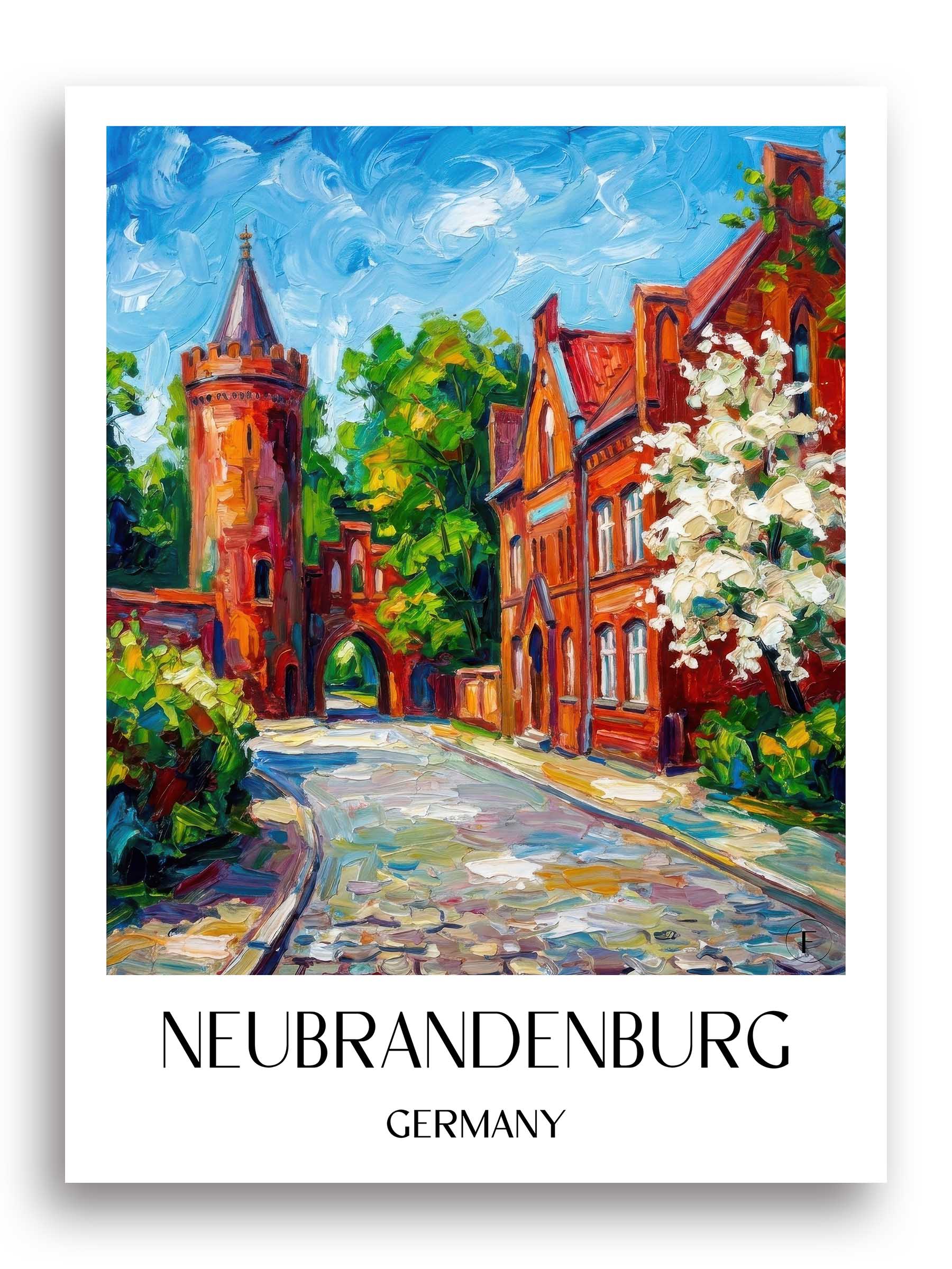 Neubrandenburg Poster - Mecklenburg-Vorpommern - Deutschland Kunstdruck - Ölgemälde von A4 bis A1