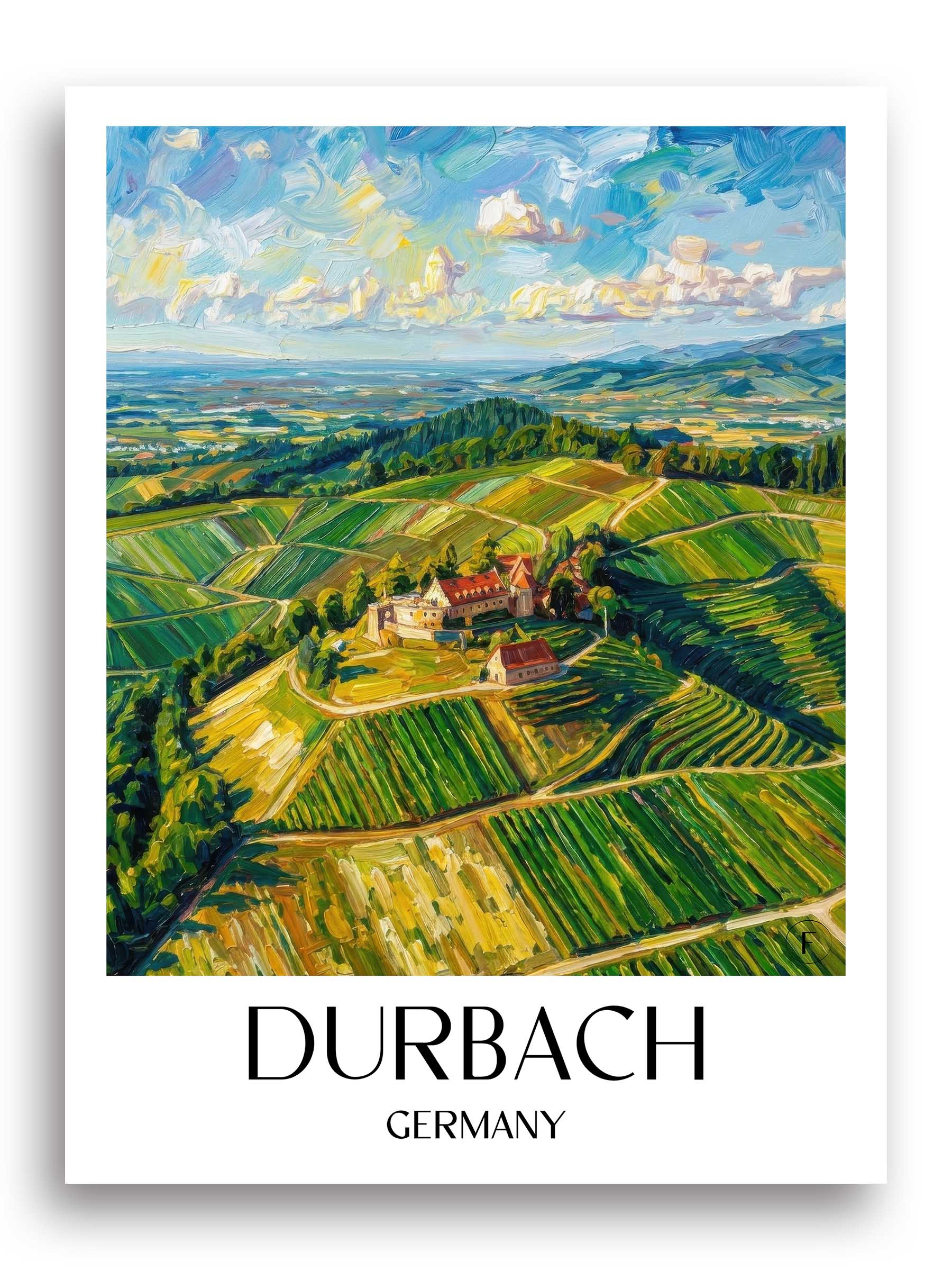 Durbach Poster - Baden-Württemberg - Deutschland Kunstdruck - Ölgemälde von A4 bis A1