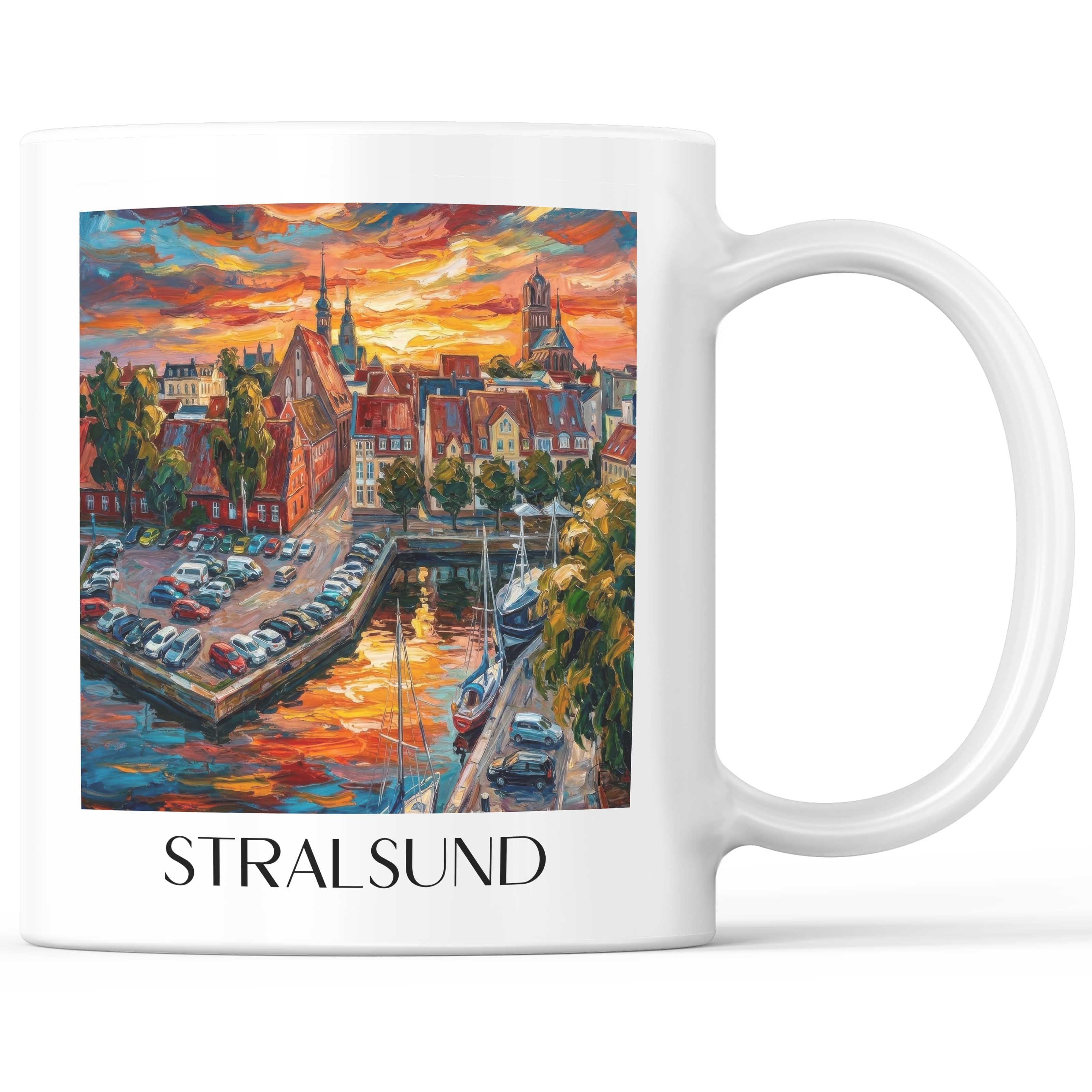 Stralsund Kaffeebecher - Vorpommern - Deutschland Becher - Kaffeetasse im Ölgemälde Stil