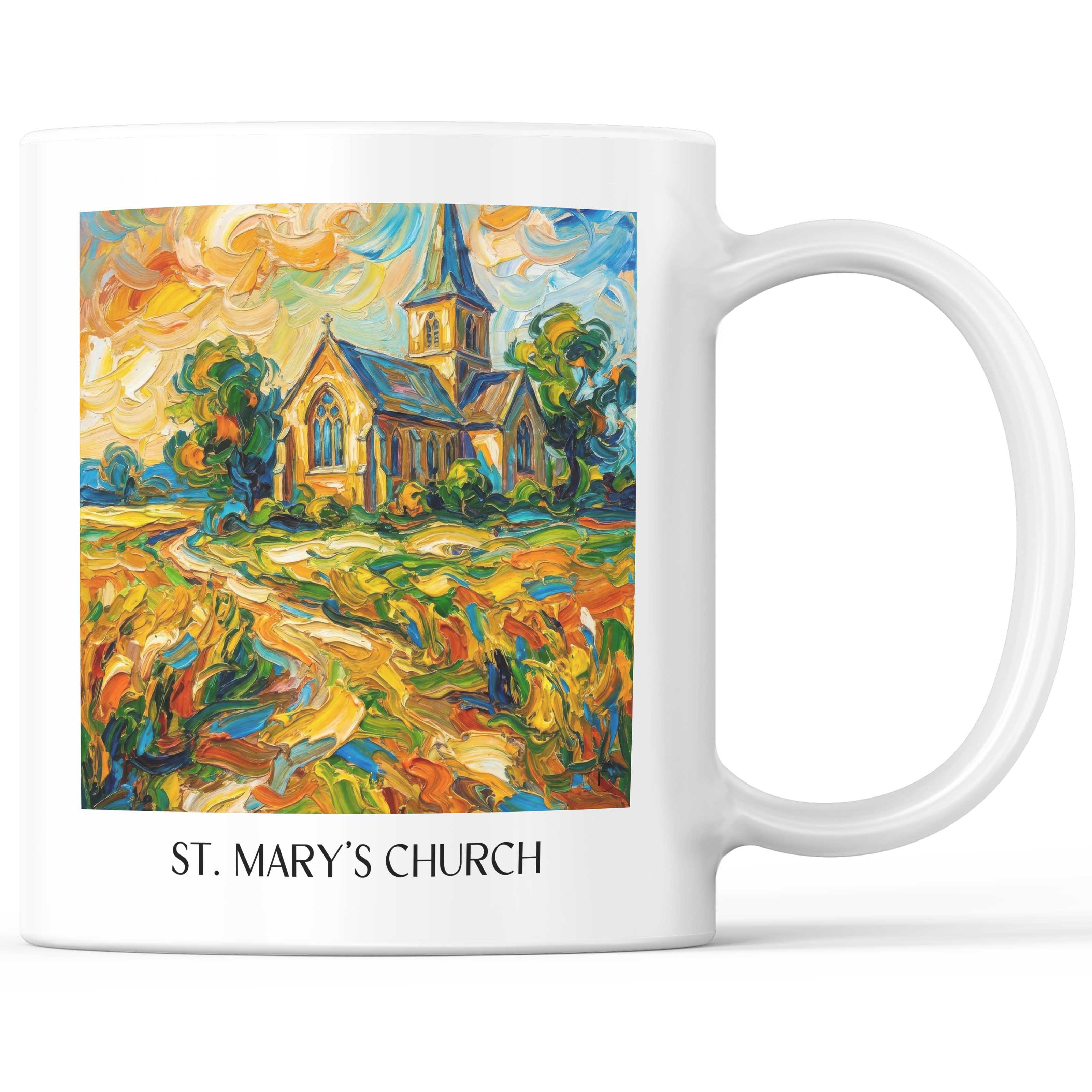 Marienkirche Kaffeebecher - Stralsund - Deutschland Becher - Kaffeetasse im Ölgemälde Stil