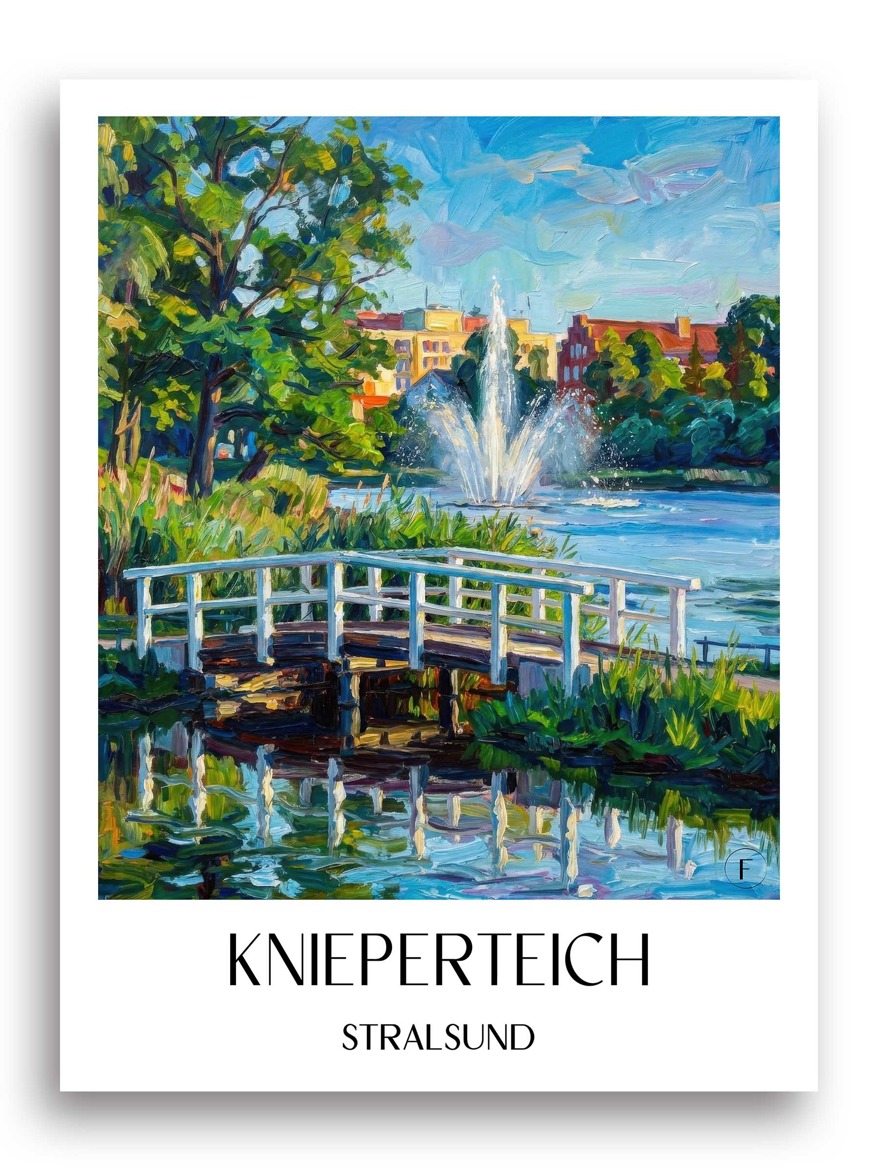 Knieperteich Poster - Stralsund - Deutschland Kunstdruck - Ölgemälde von A4 bis A1