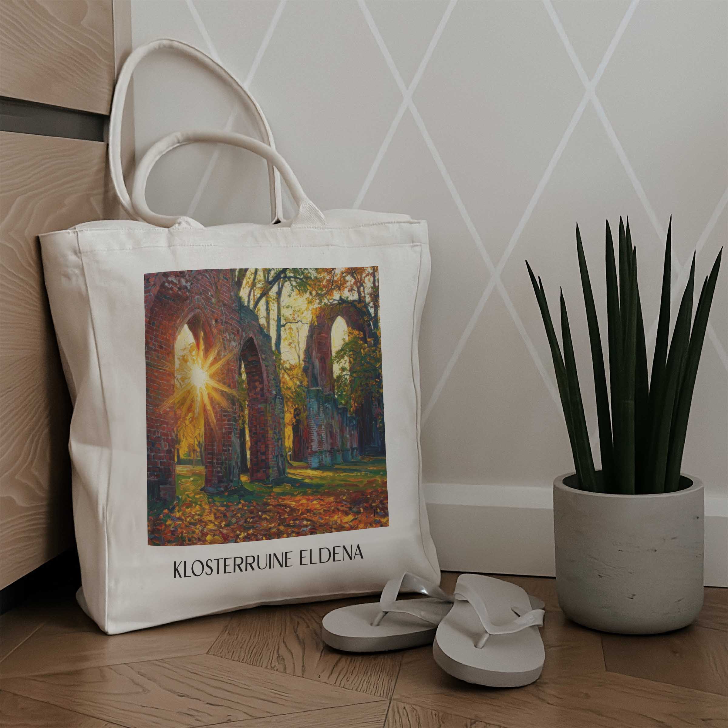 klosterruine-eldena-greifswald-deutschland-einkaufstasche-oil-painting-oelgemaelde