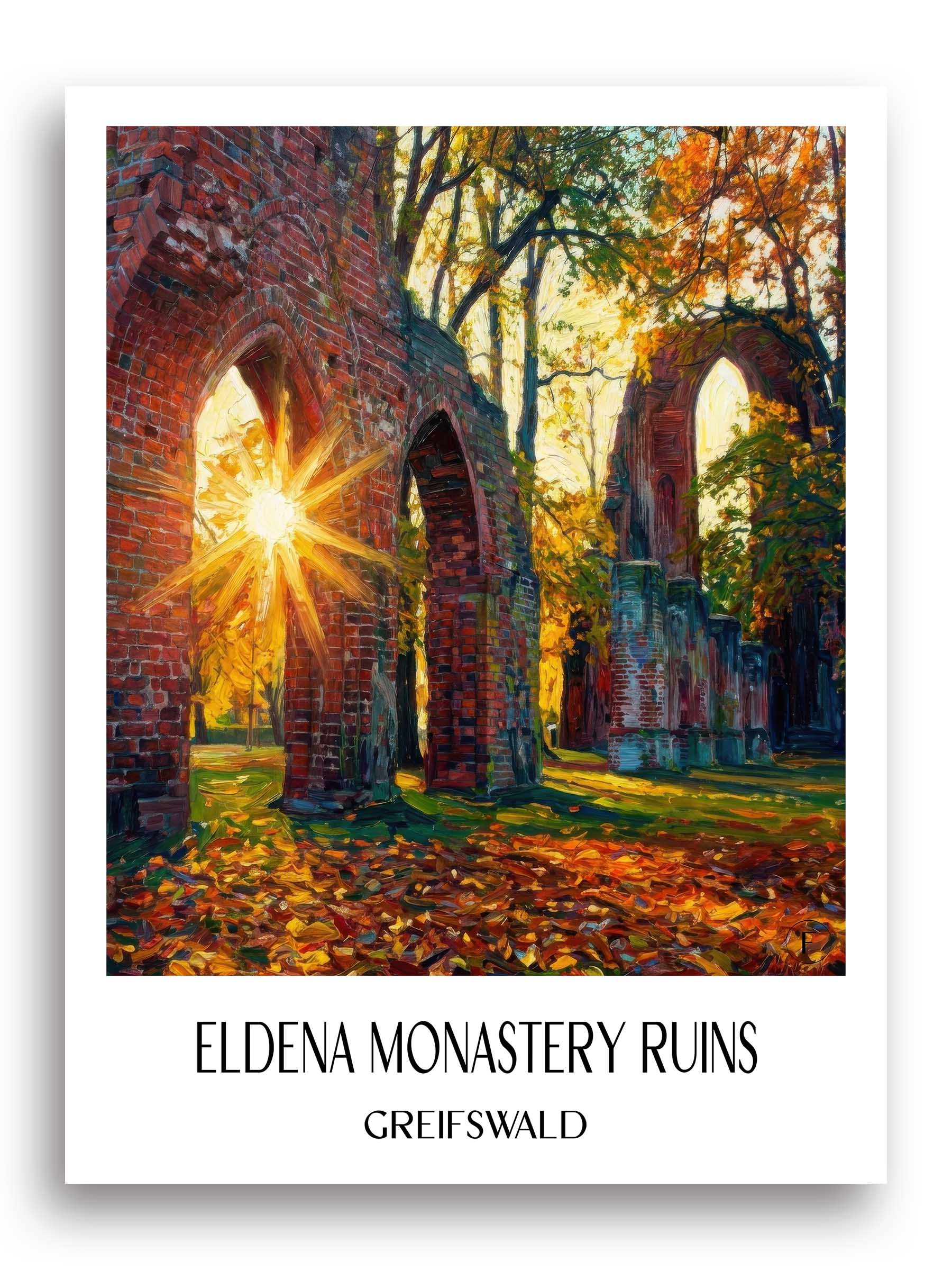 Klosterruine Eldena Poster - Greifswald - Deutschland Kunstdruck - Ölgemälde von A4 bis A1