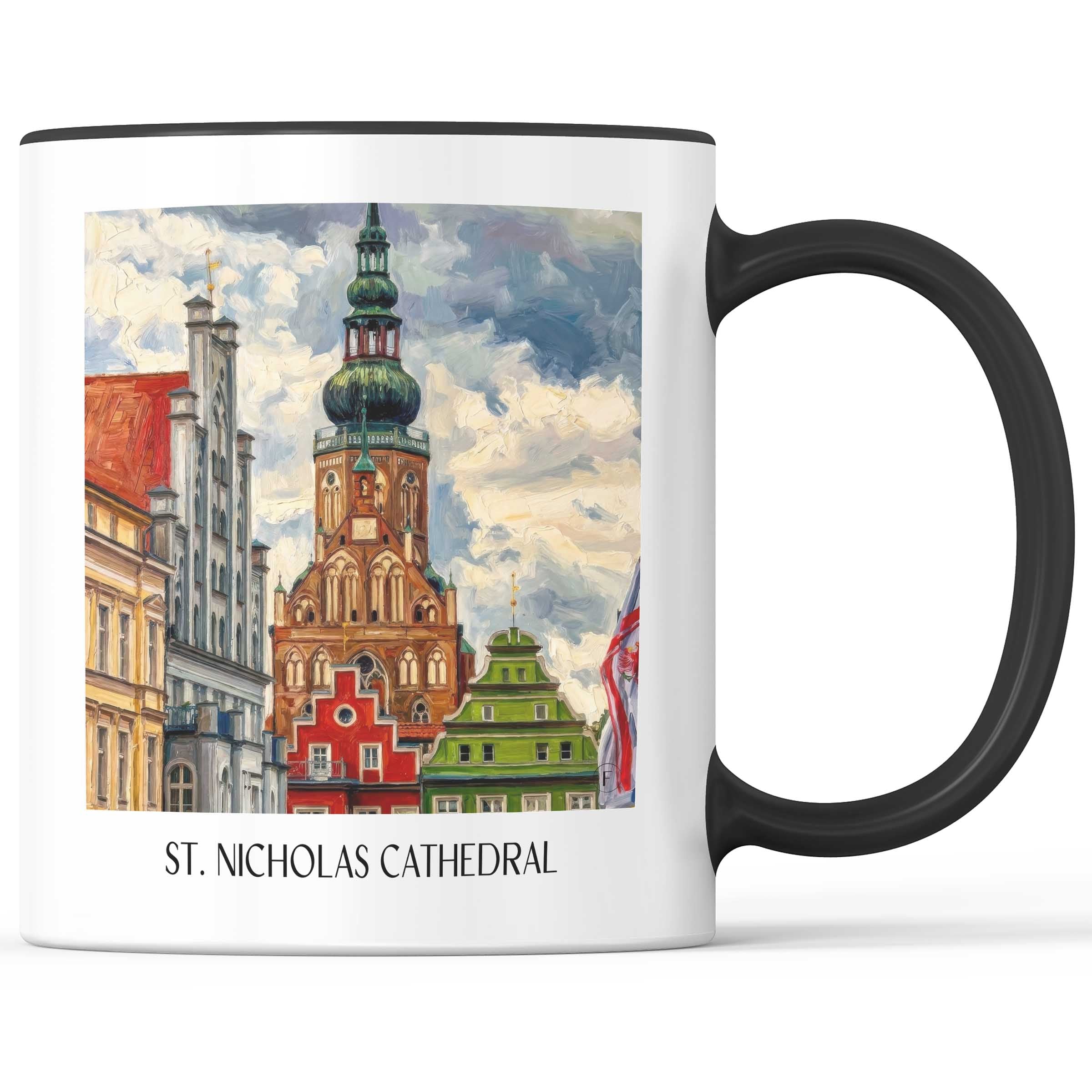 Dom St. Nikolai Kaffeebecher - Greifswald - Deutschland Becher - Kaffeetasse im Ölgemälde Stil