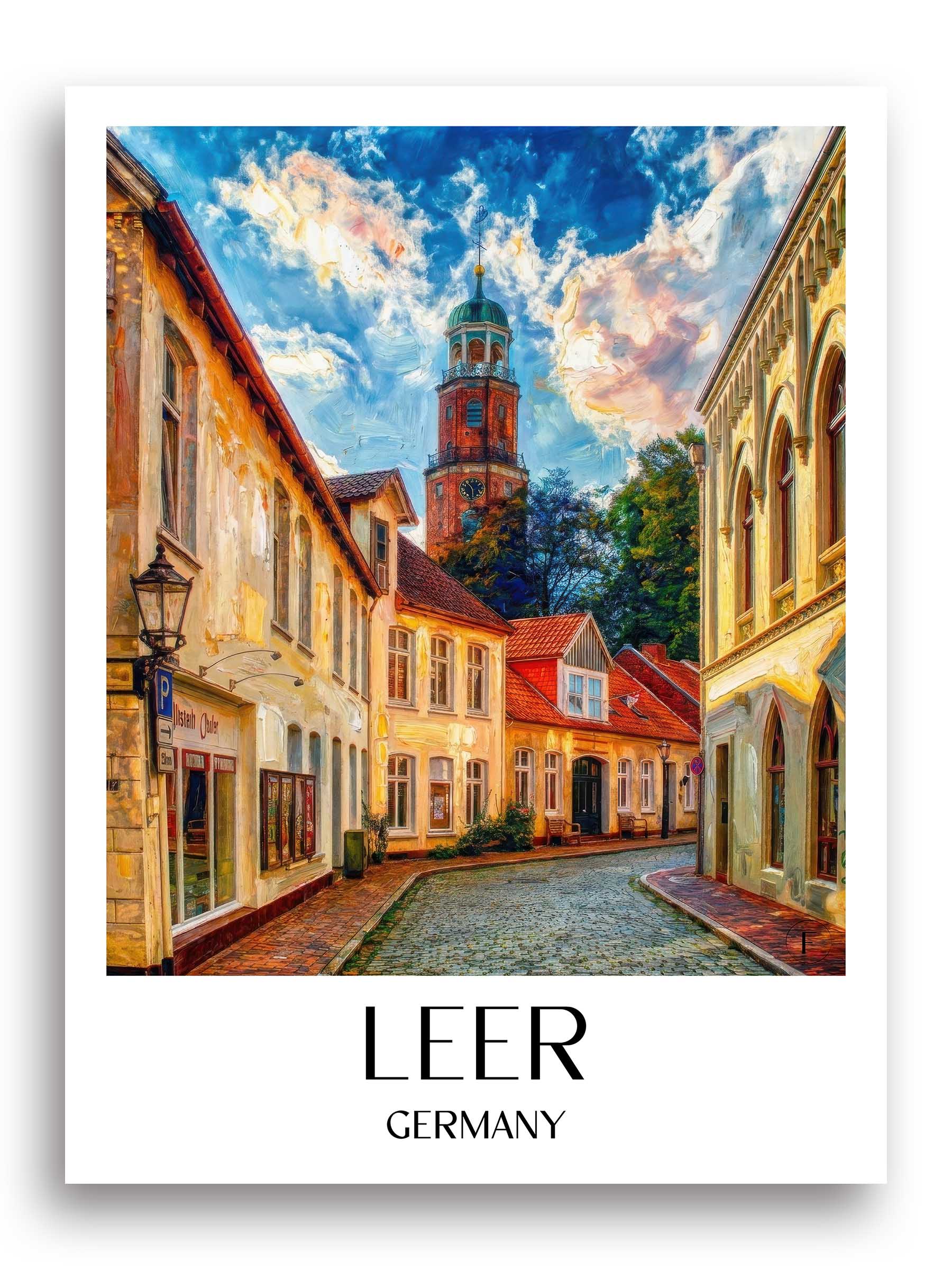Leer Poster - Niedersachsen - Deutschland Kunstdruck - Ölgemälde von A4 bis A1