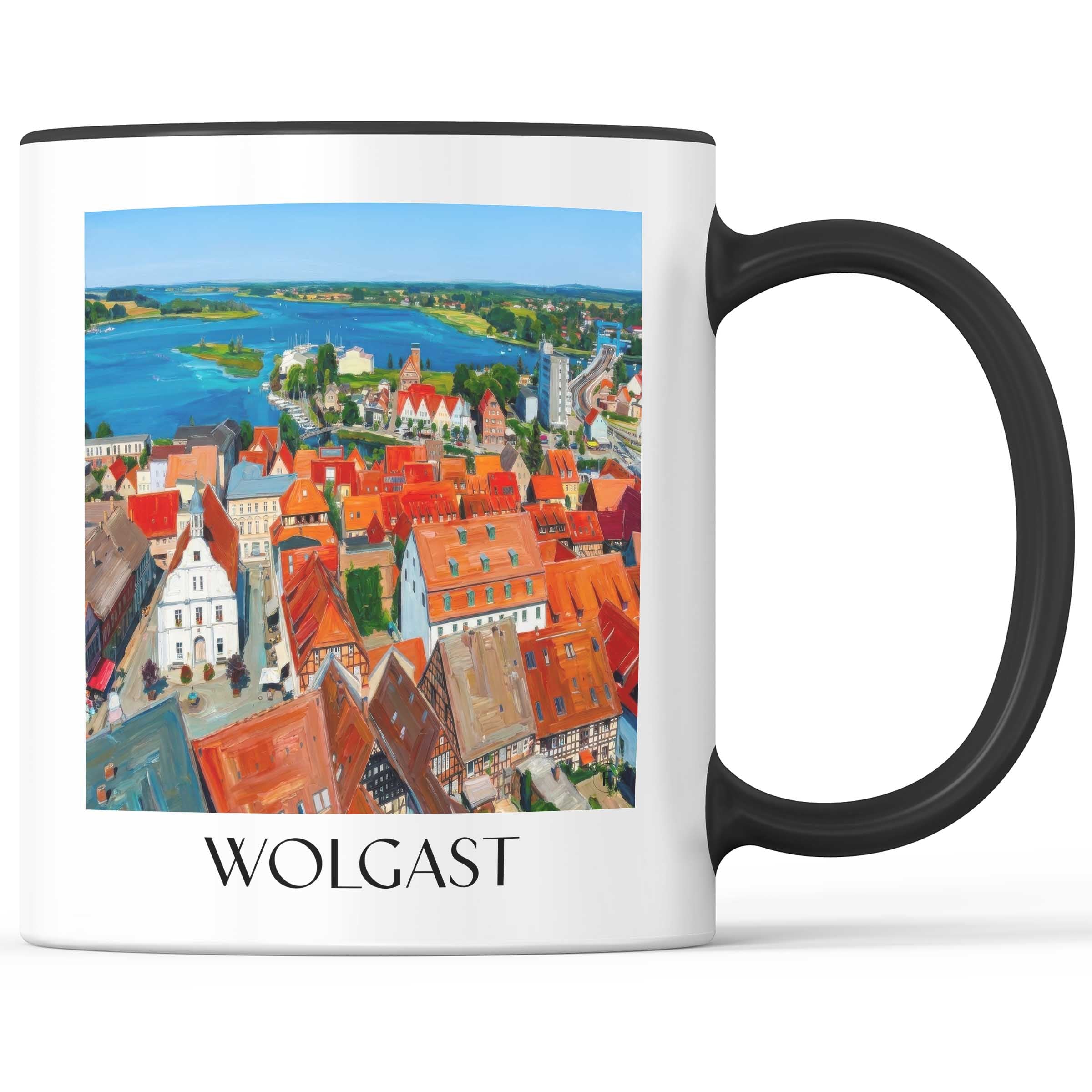 Wolgast Kaffeebecher - Mecklenburg-Vorpommern - Deutschland Becher - Kaffeetasse im Ölgemälde Stil