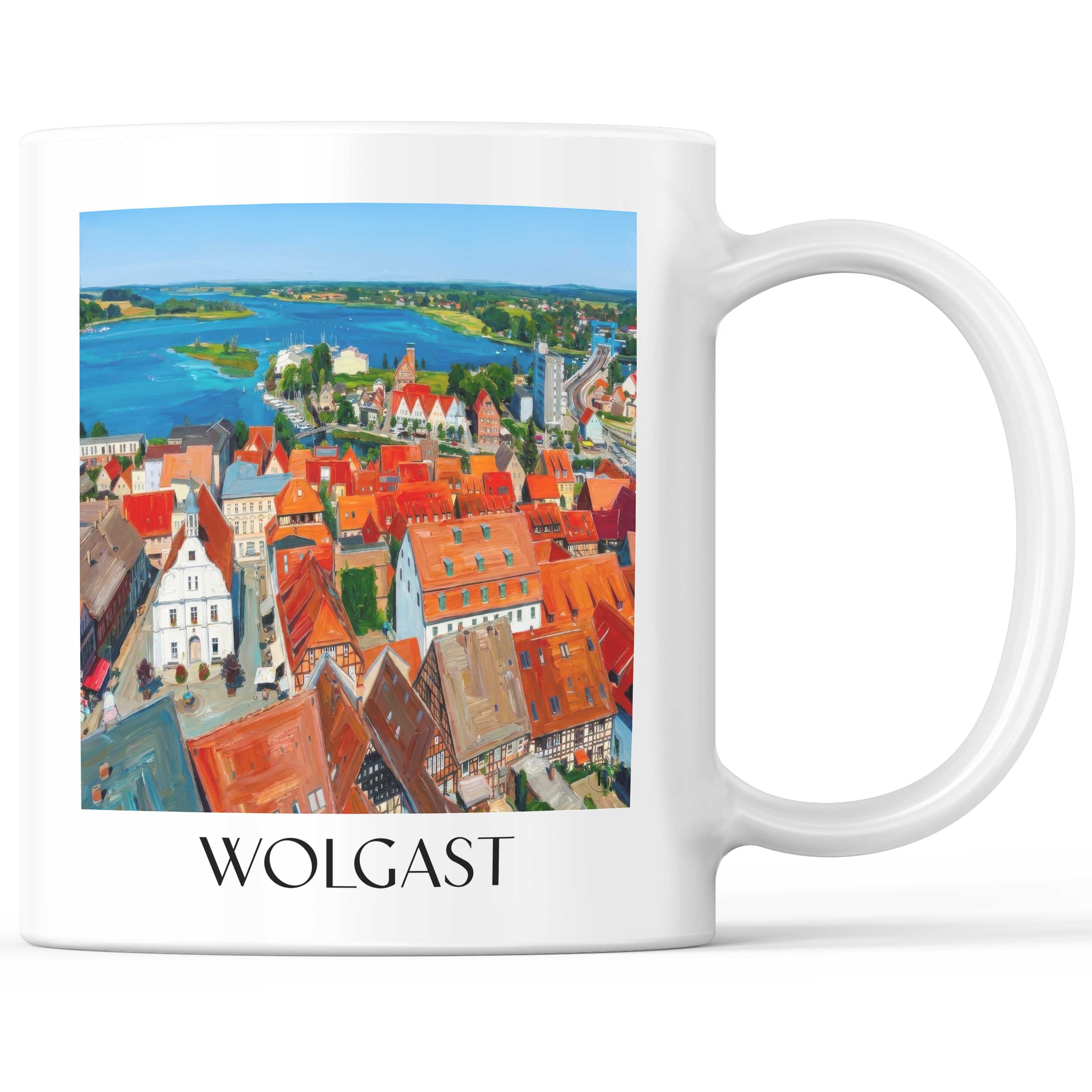 Wolgast Kaffeebecher - Mecklenburg-Vorpommern - Deutschland Becher - Kaffeetasse im Ölgemälde Stil