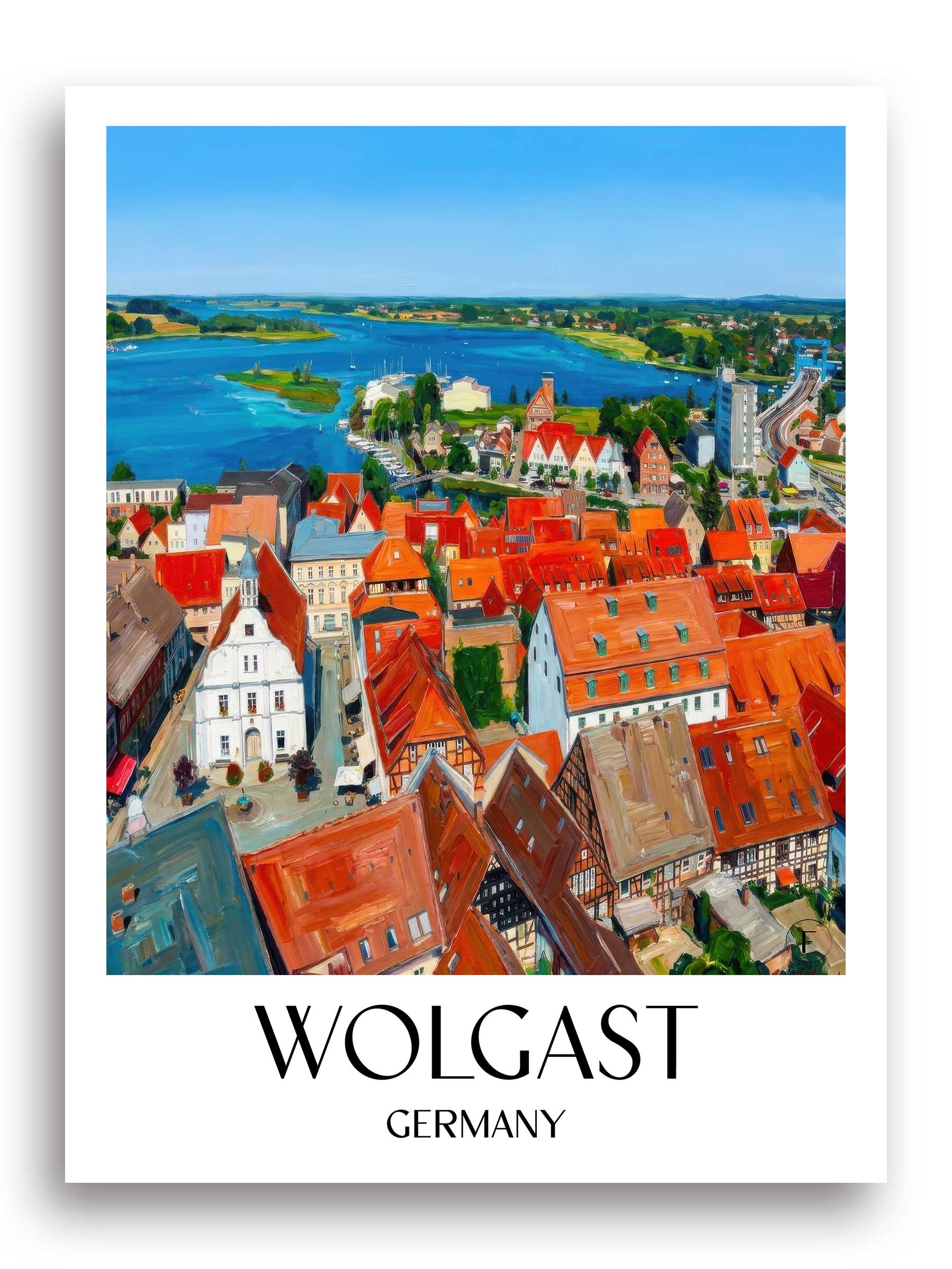 Wolgast Poster - Mecklenburg-Vorpommern - Deutschland Kunstdruck - Ölgemälde von A4 bis A1