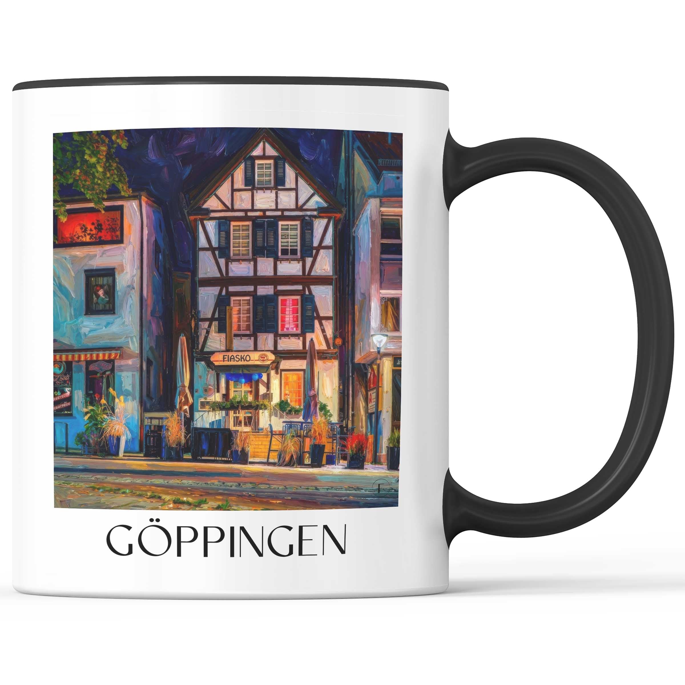Göppingen Kaffeebecher - Württemberg - Deutschland Becher - Kaffeetasse im Ölgemälde Stil