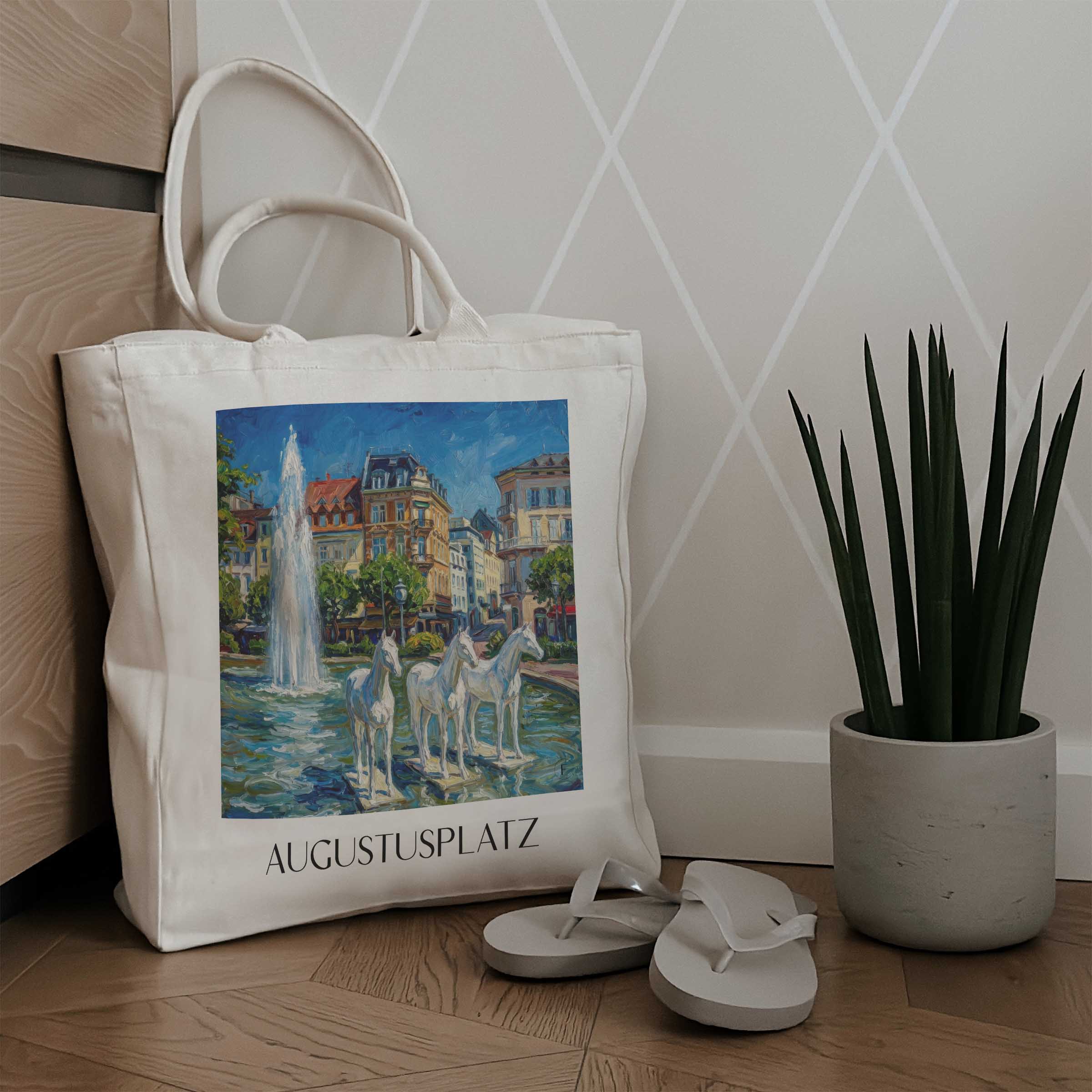 augustusplatz-baden-baden-deutschland-einkaufstasche-oil-painting-oelgemaelde