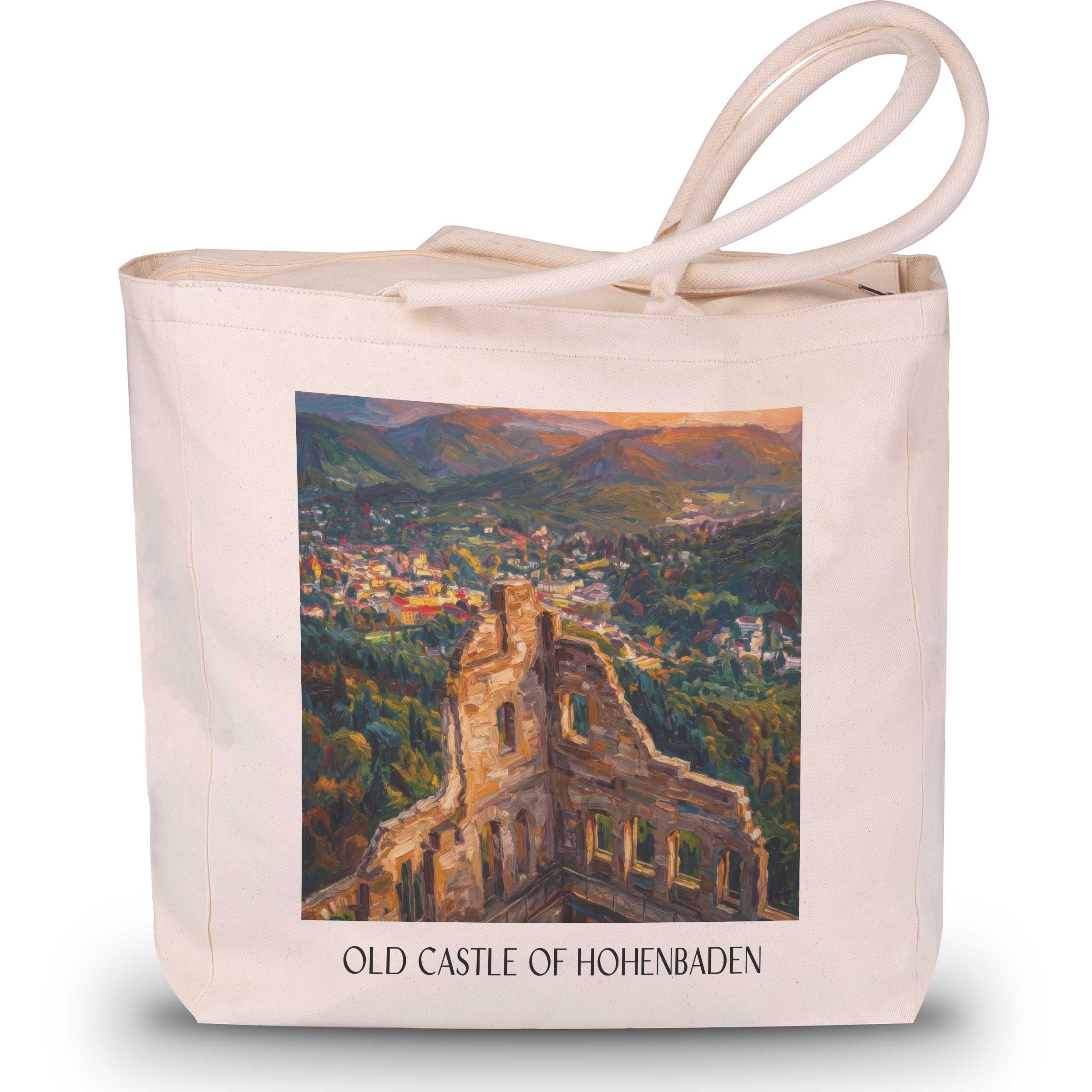 Altes Schloss zu Hohenbaden Shopping Tasche - Baden-Baden - Deutschland Tote Bag - Einkaufstasche im Ölgemälde Stil