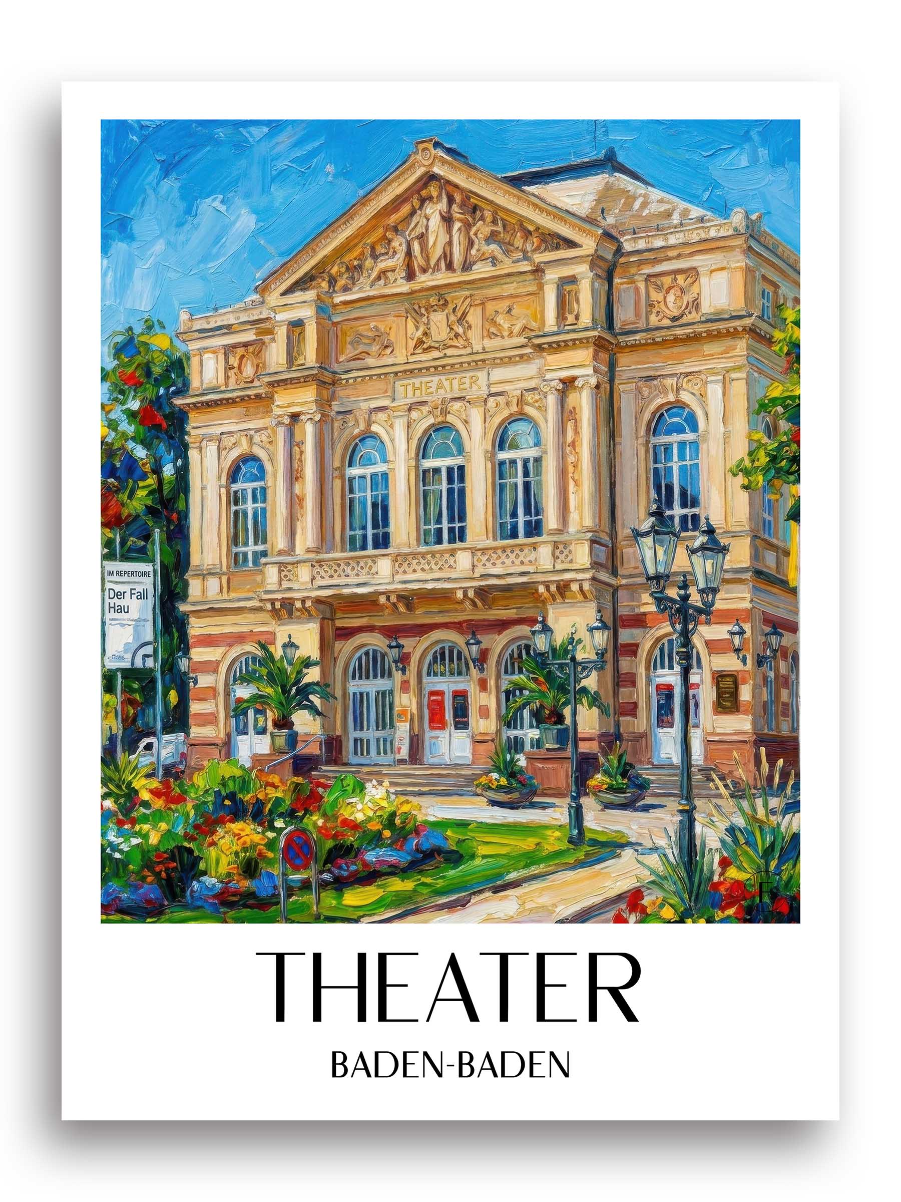 Theater Poster - Baden-Baden - Deutschland Kunstdruck - Ölgemälde von A4 bis A1