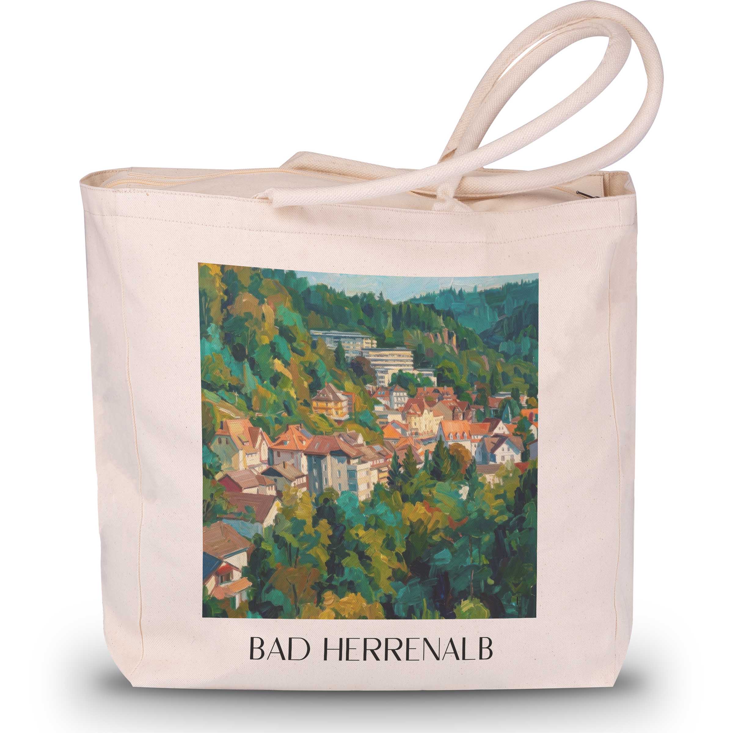 bad-herrenalb-baden-württemberg-deutschland-einkaufstasche-oil-painting-oelgemaelde