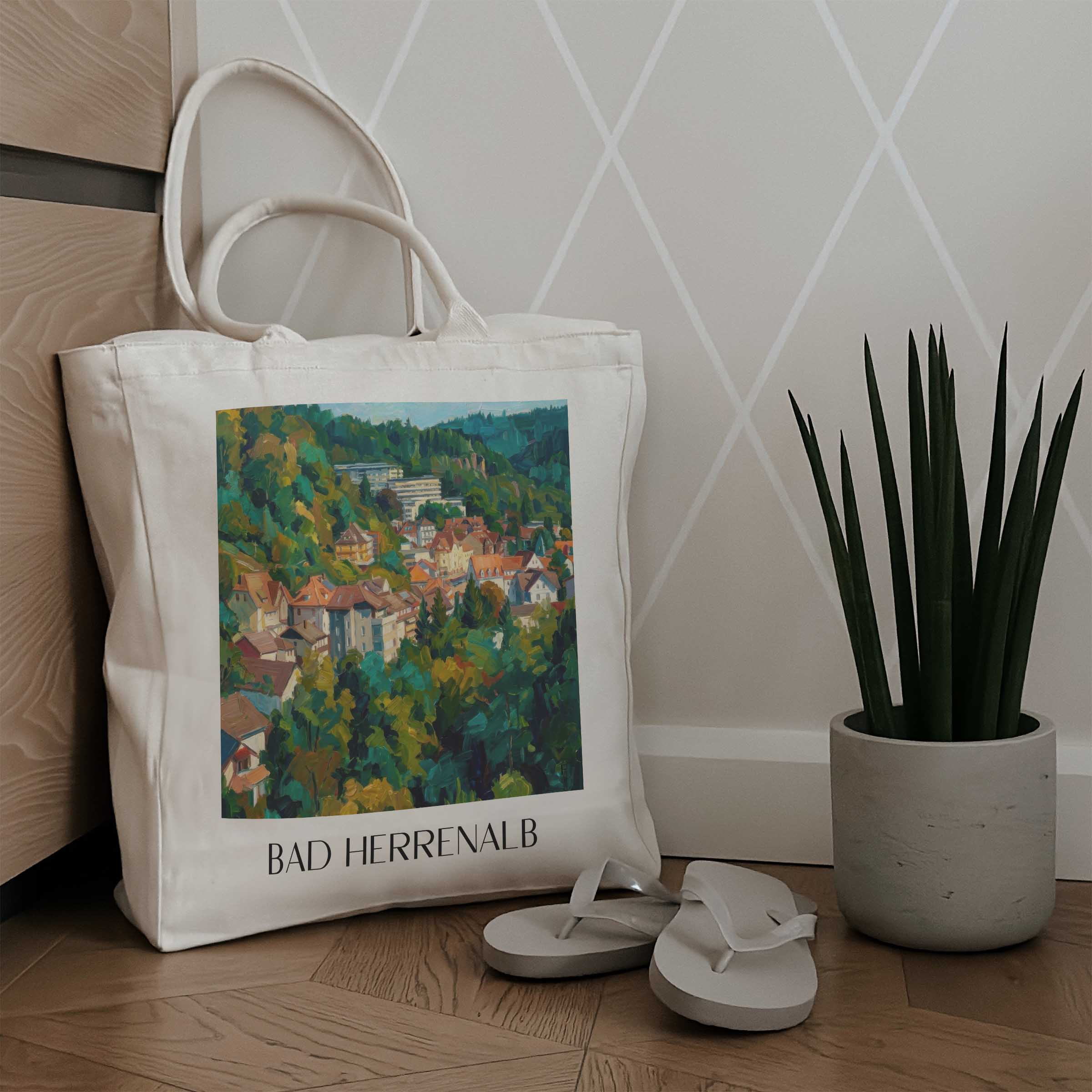bad-herrenalb-baden-württemberg-deutschland-einkaufstasche-oil-painting-oelgemaelde