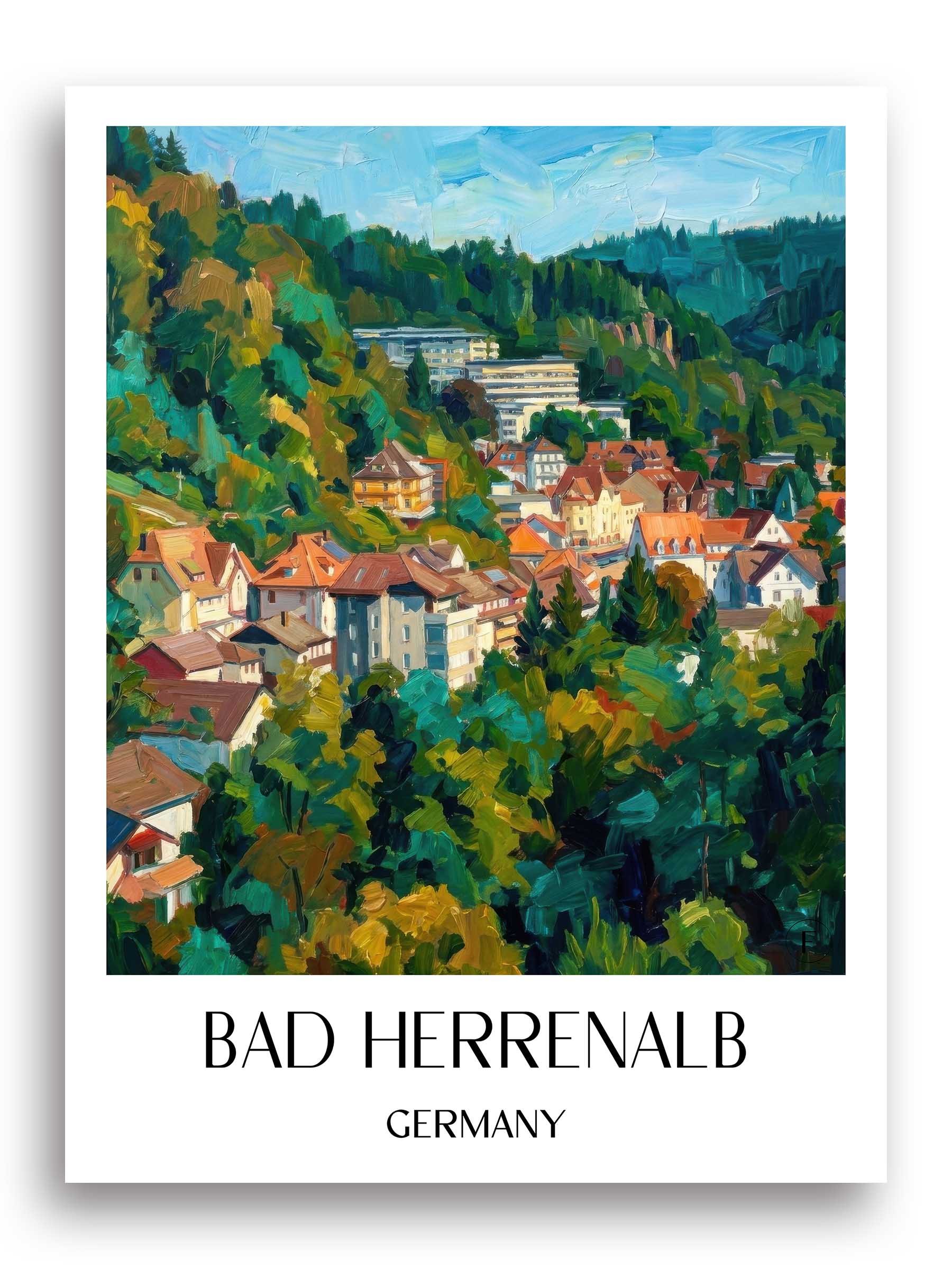 Bad Herrenalb Poster - Baden-Württemberg - Deutschland Kunstdruck - Ölgemälde von A4 bis A1