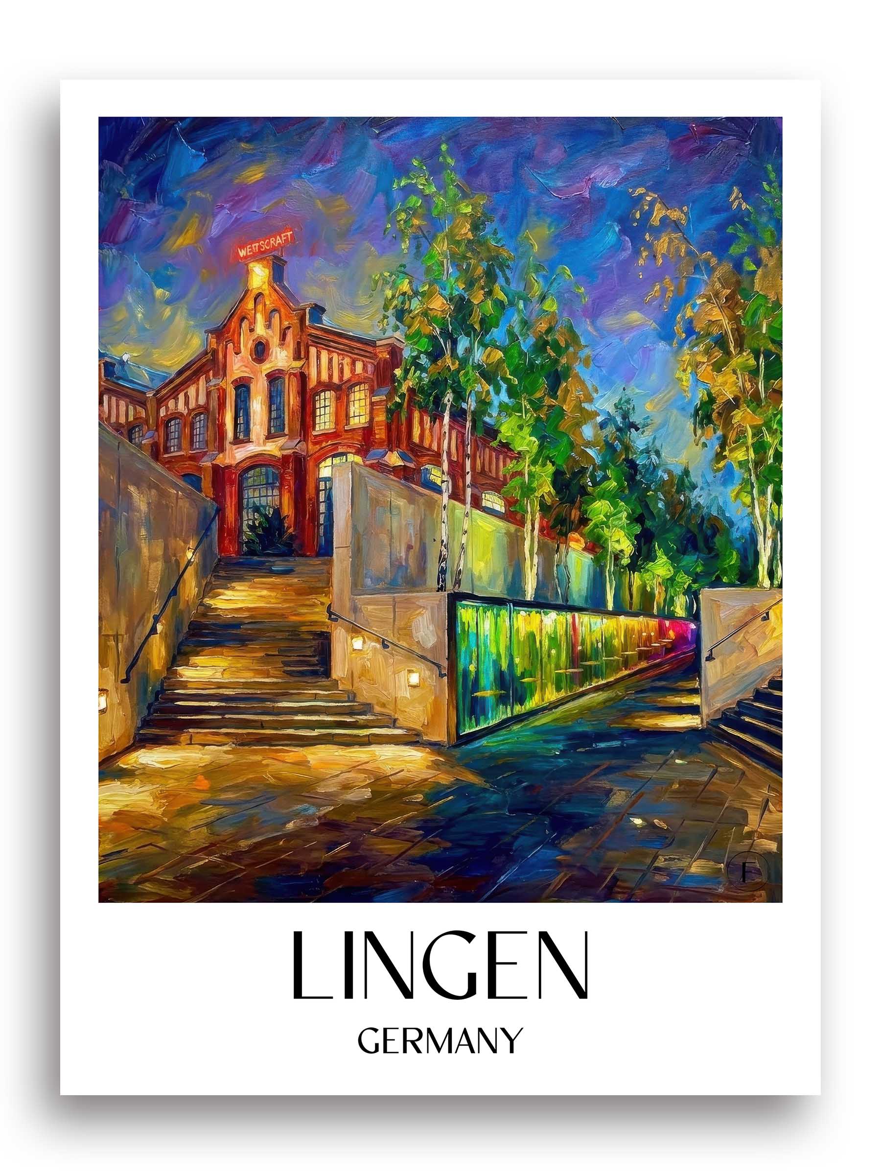 Lingen Poster - Niedersachsen - Deutschland Kunstdruck - Ölgemälde von A4 bis A1