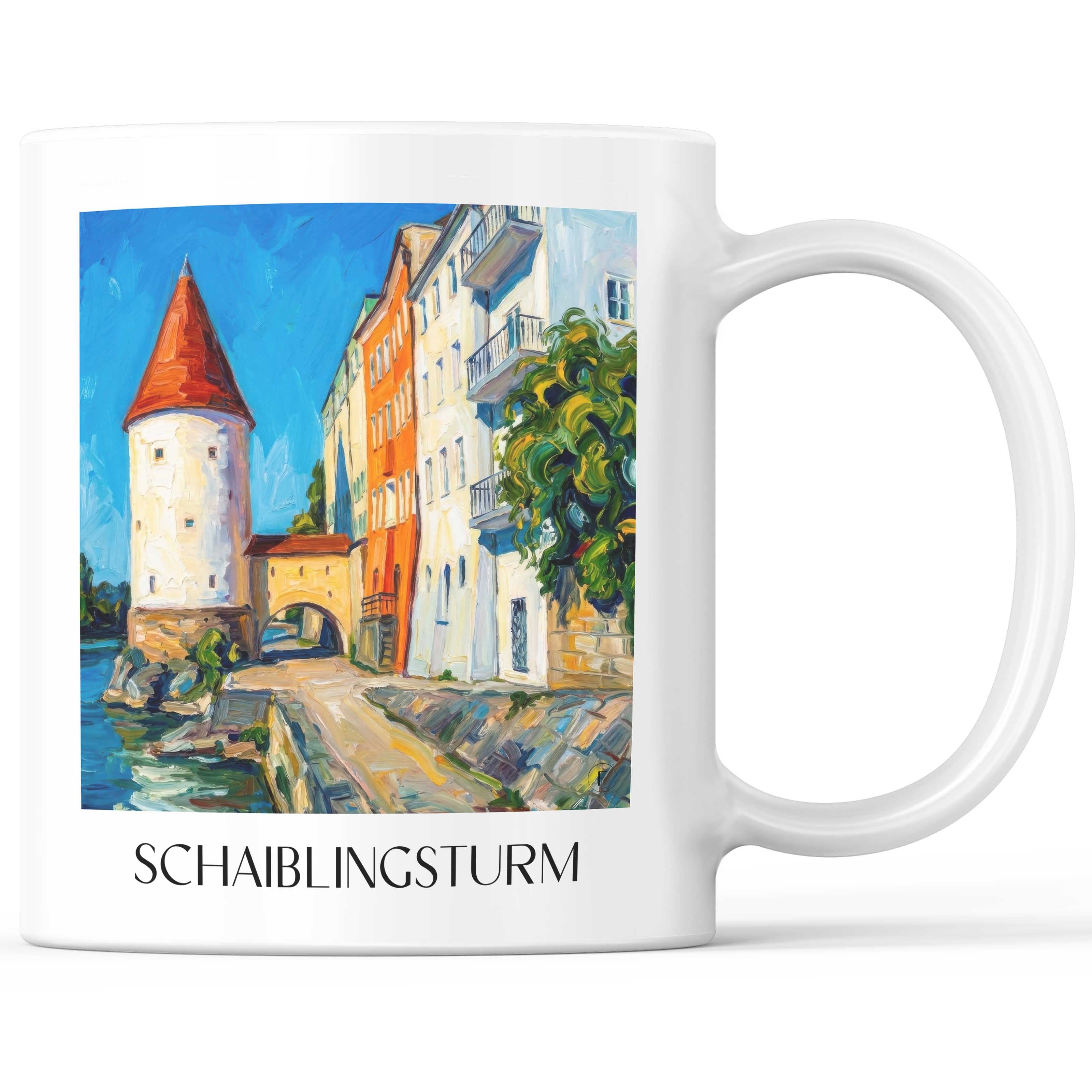 Schaiblingsturm Kaffeebecher - Passau - Deutschland Becher - Kaffeetasse im Ölgemälde Stil