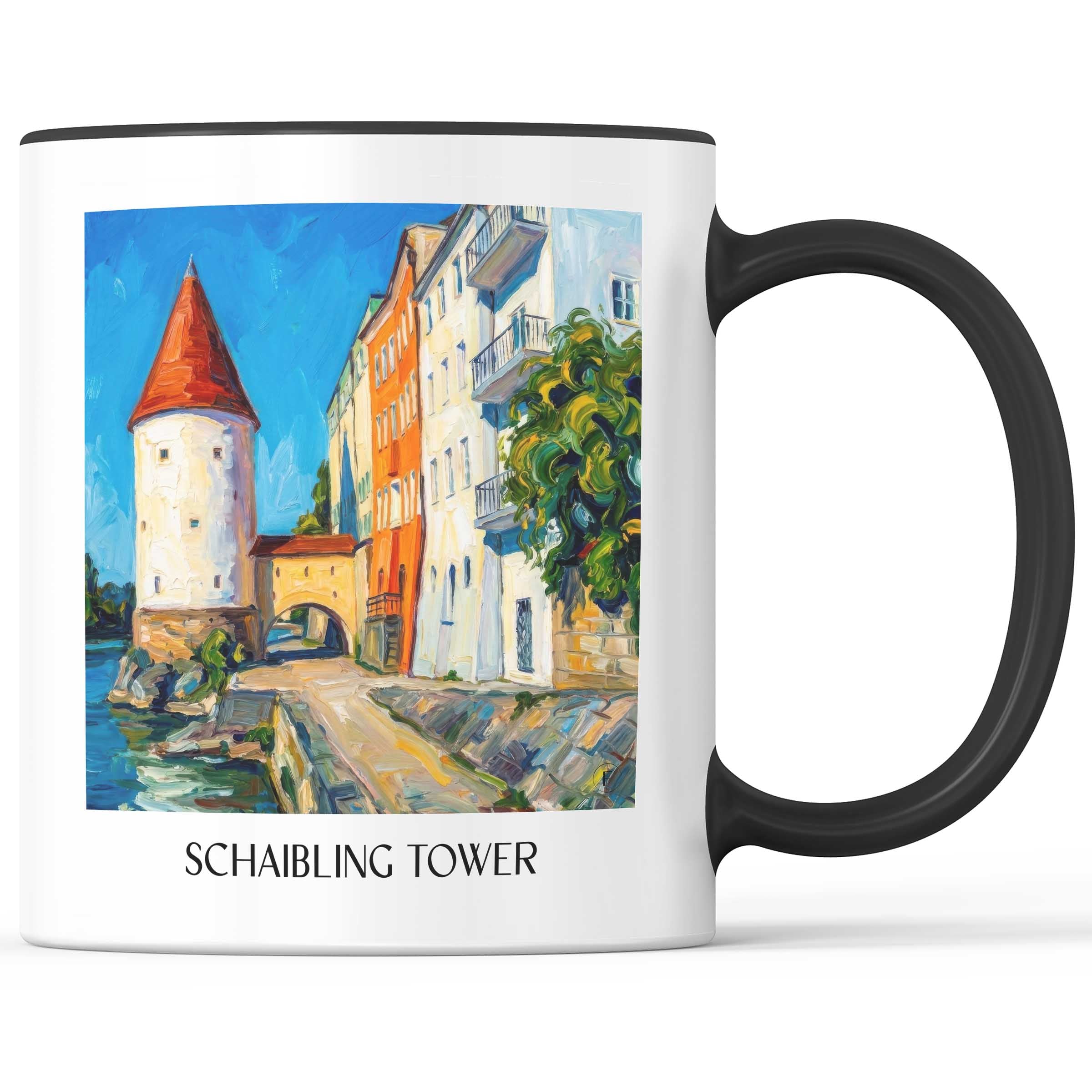 Schaiblingsturm Kaffeebecher - Passau - Deutschland Becher - Kaffeetasse im Ölgemälde Stil