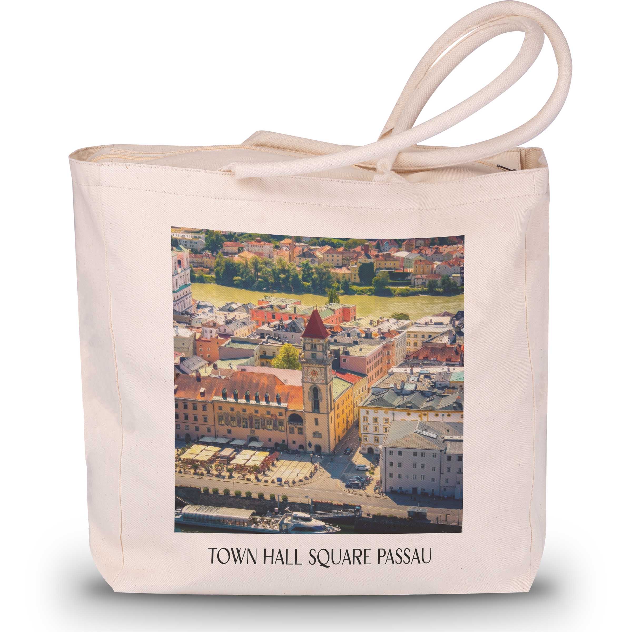 Rathausplatz Shopping Tasche - Passau - Deutschland Tote Bag - Einkaufstasche im Ölgemälde Stil