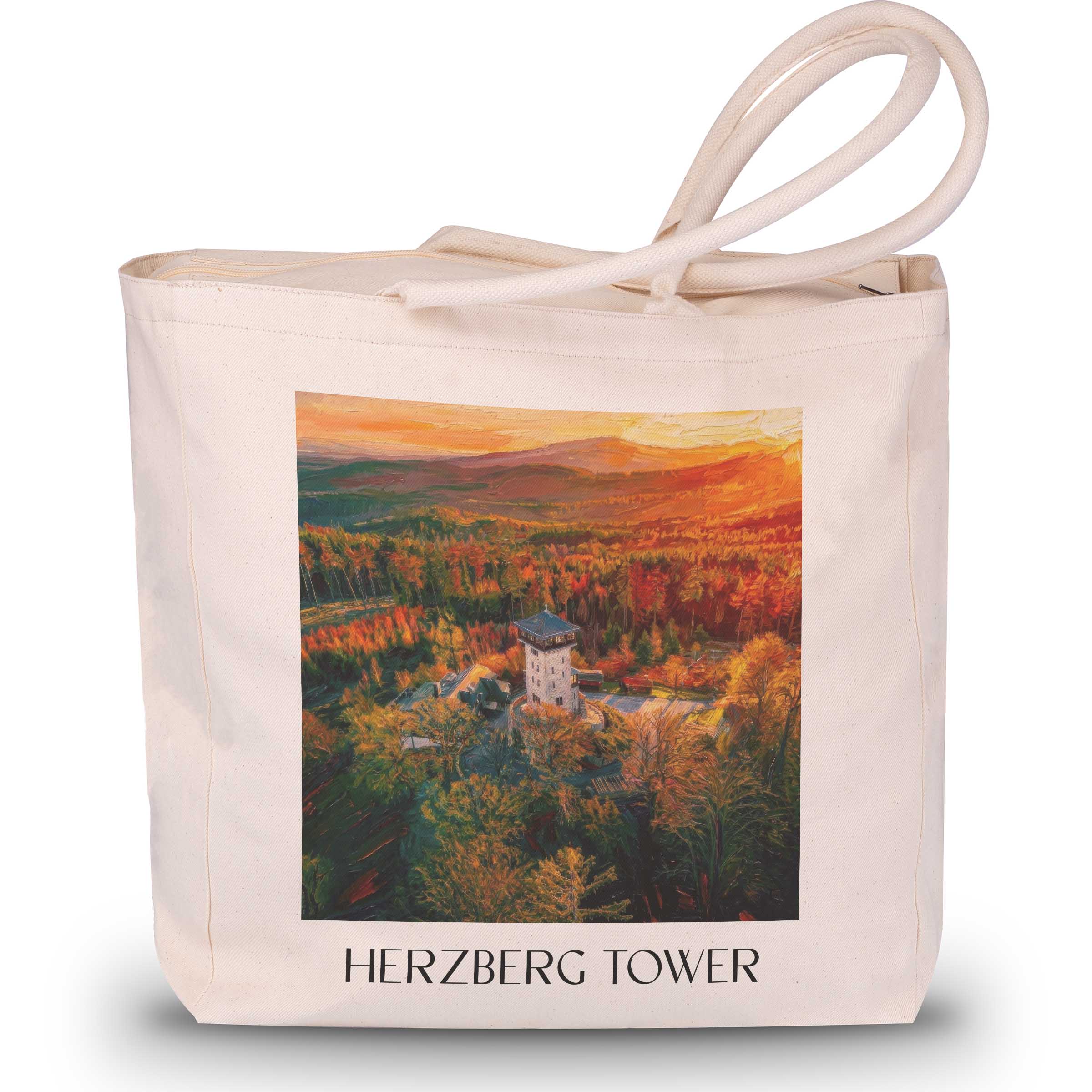 Herzbergturm Shopping Tasche - Bad Homburg - Deutschland Tote Bag - Einkaufstasche im Ölgemälde Stil