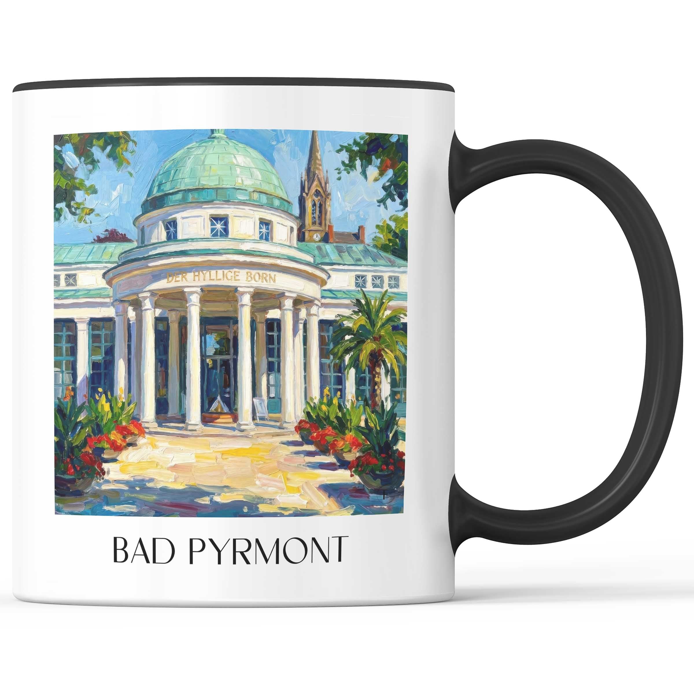Bad Pyrmont Kaffeebecher - Niedersachsen - Deutschland Becher - Kaffeetasse im Ölgemälde Stil