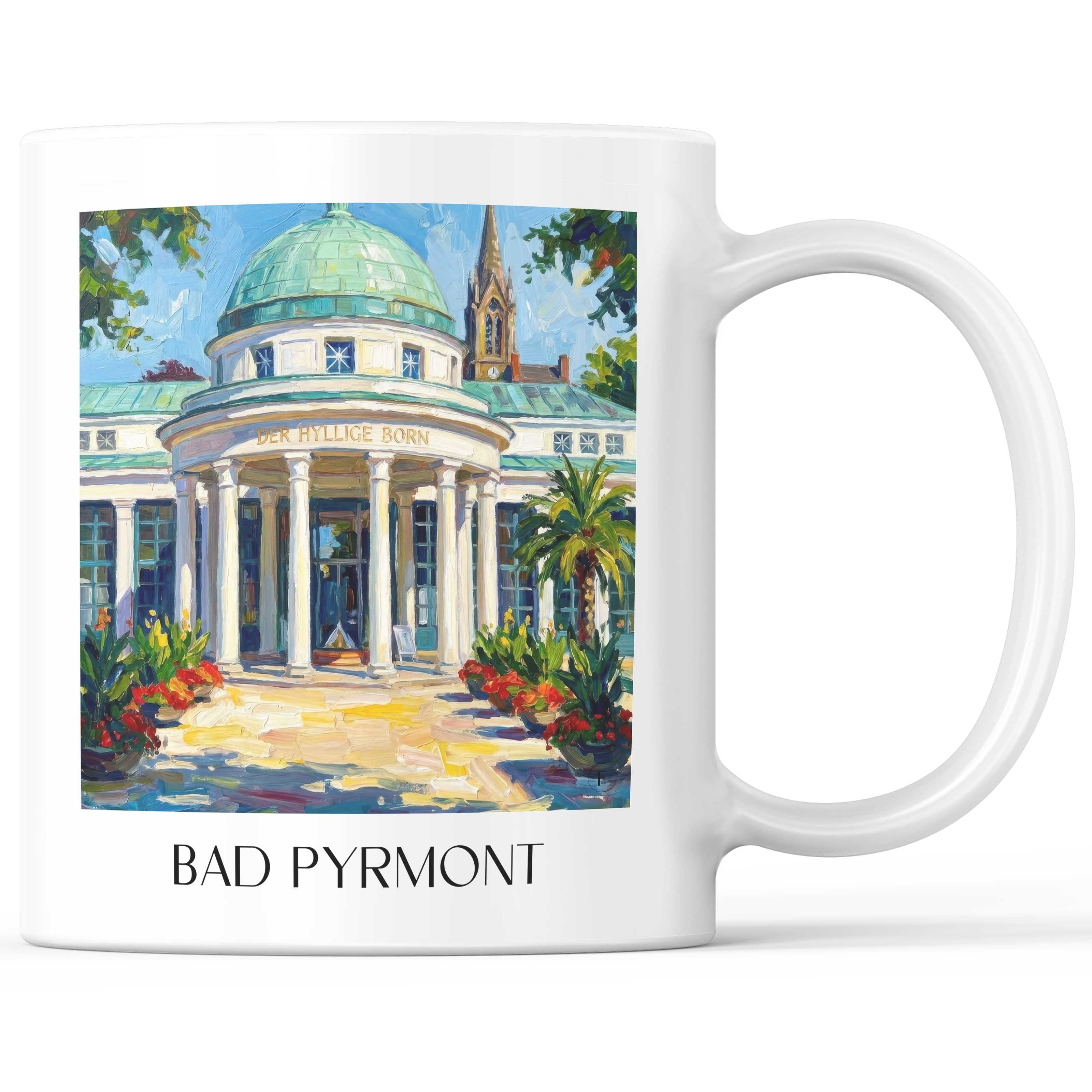 Bad Pyrmont Kaffeebecher - Niedersachsen - Deutschland Becher - Kaffeetasse im Ölgemälde Stil