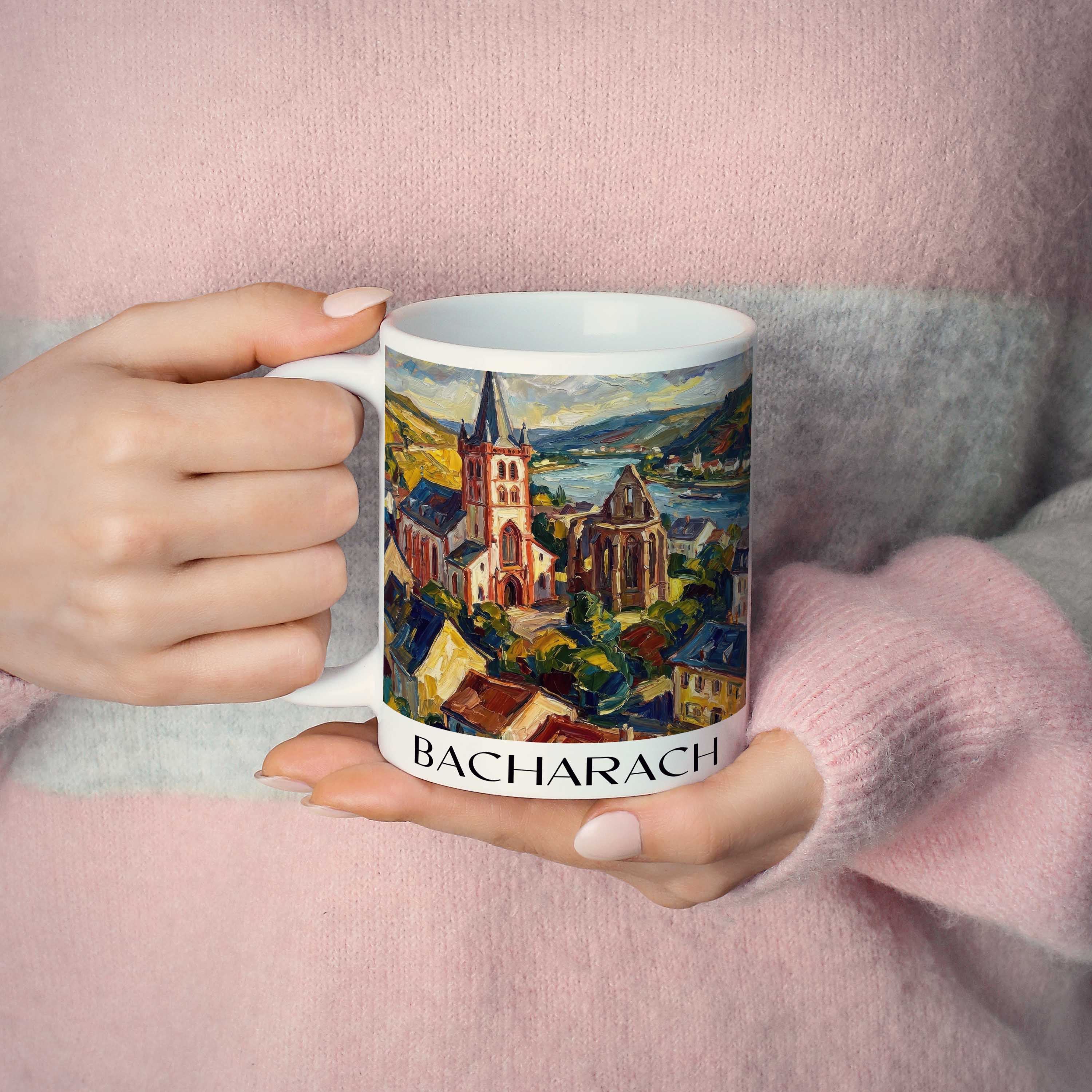 bacharach-mittelrhein-deutschland-kaffeebecher-oil-painting-oelgemaelde
