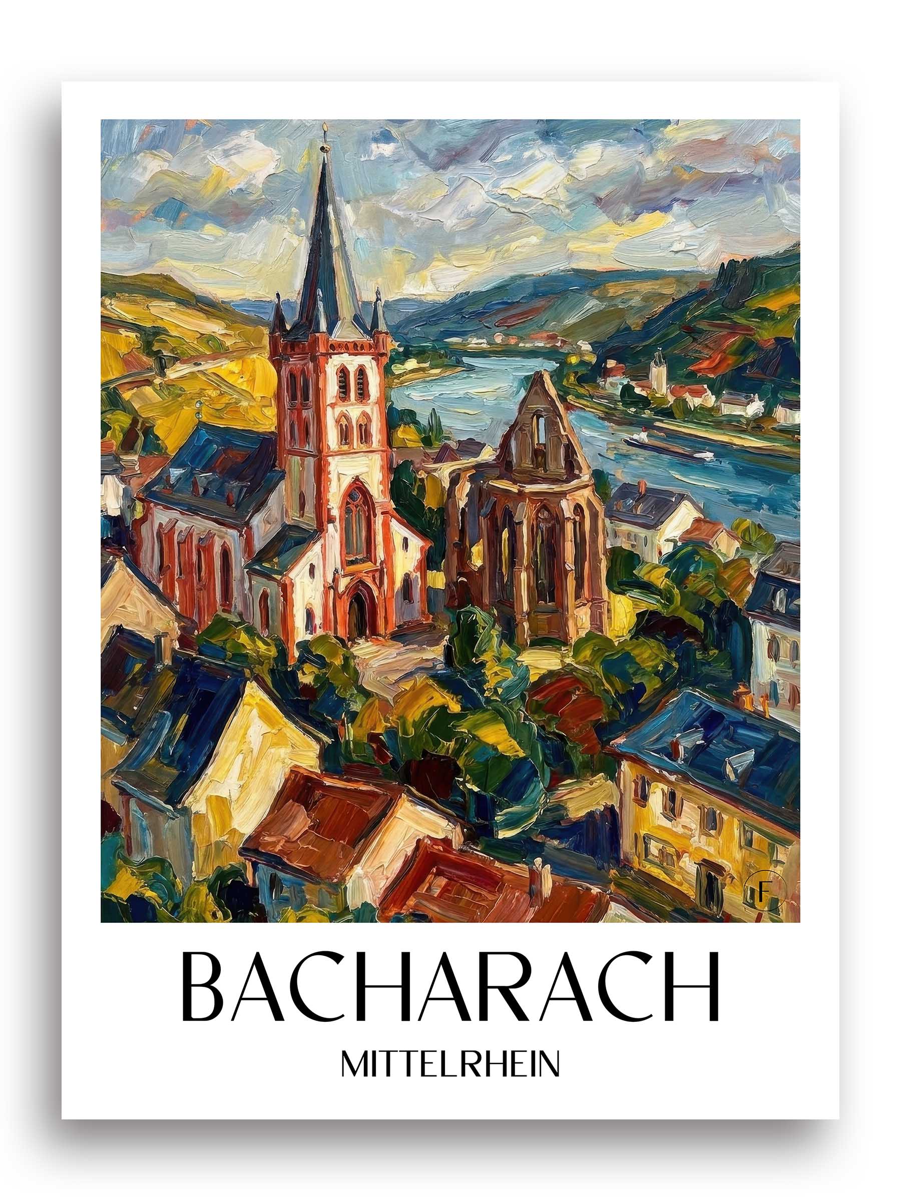 bacharach-mittelrhein-deutschland-poster-oil-painting-oelgemaelde