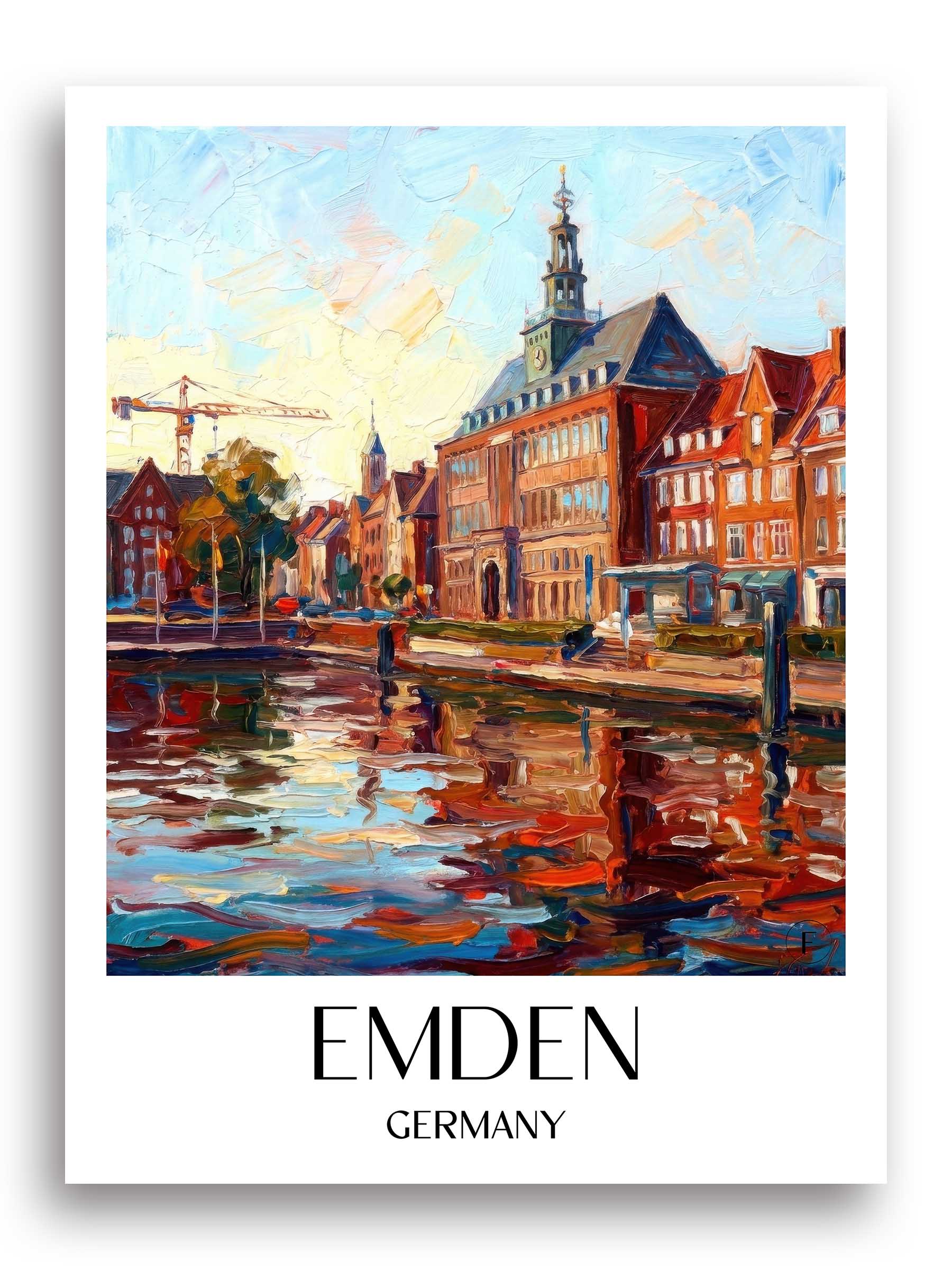 Emden Poster - Ostfriesland - Deutschland Kunstdruck - Ölgemälde von A4 bis A1