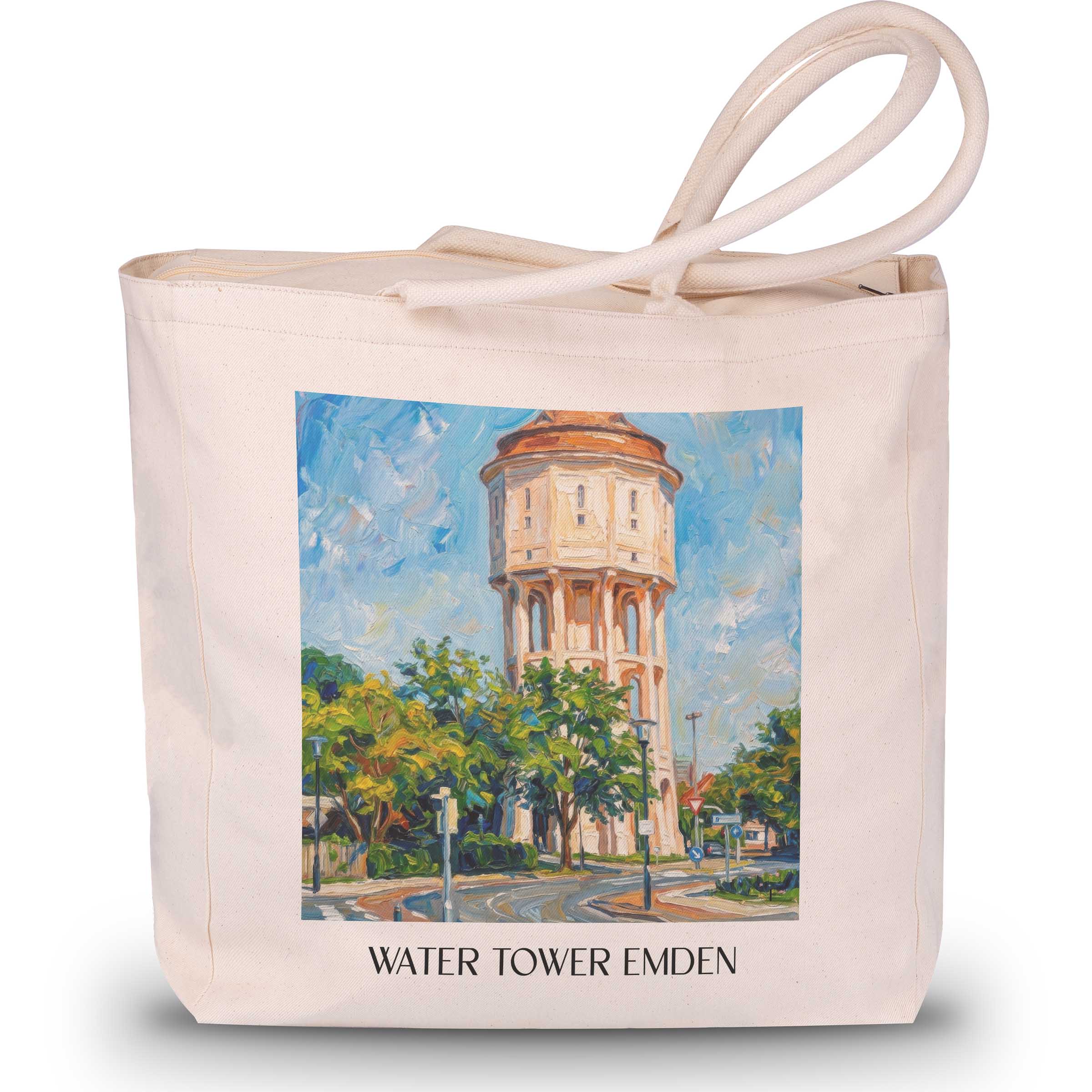 Wasserturm Shopping Tasche - Emden - Deutschland Tote Bag - Einkaufstasche im Ölgemälde Stil