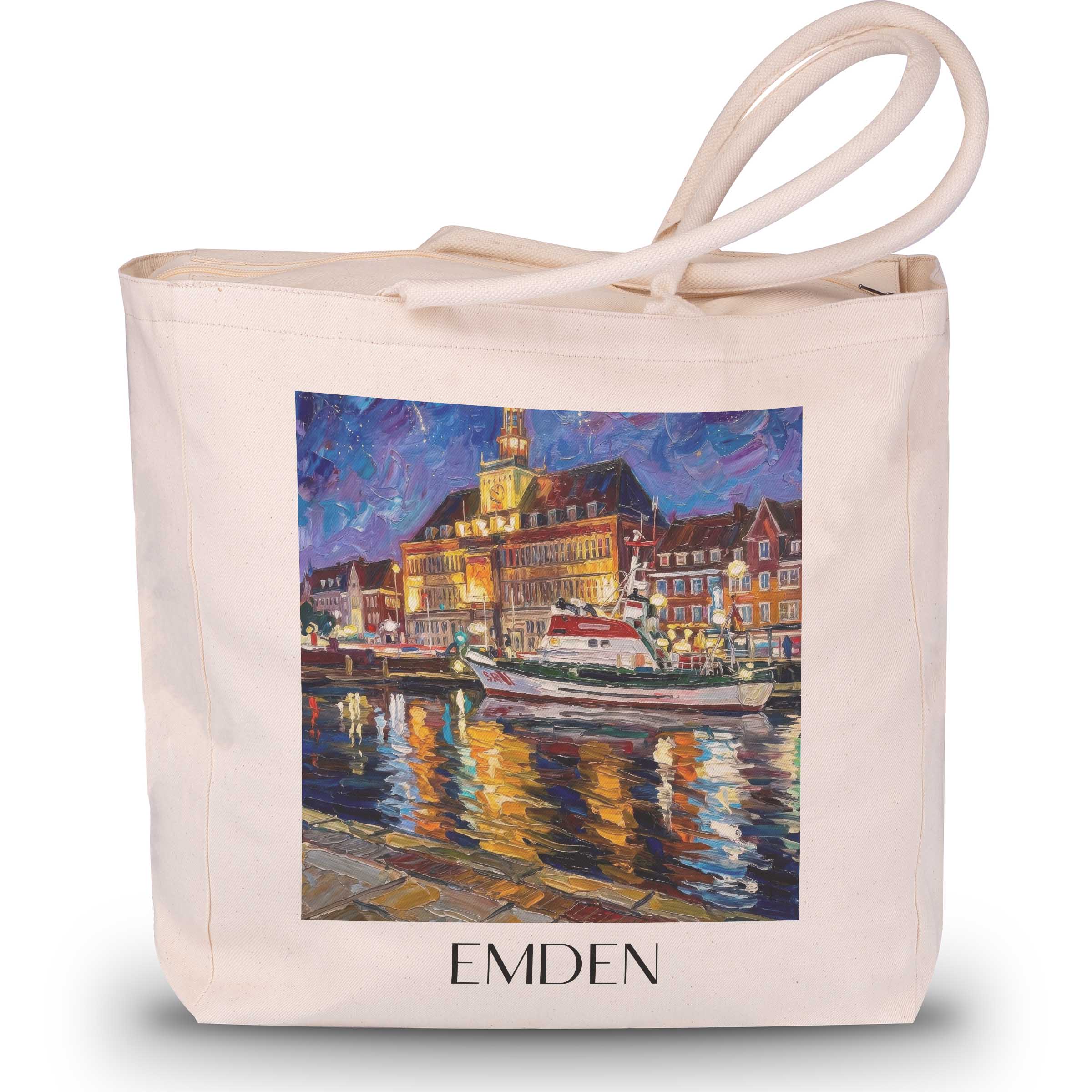 emden-(bei-nacht)-ostfriesland-deutschland-einkaufstasche-oil-painting-oelgemaelde