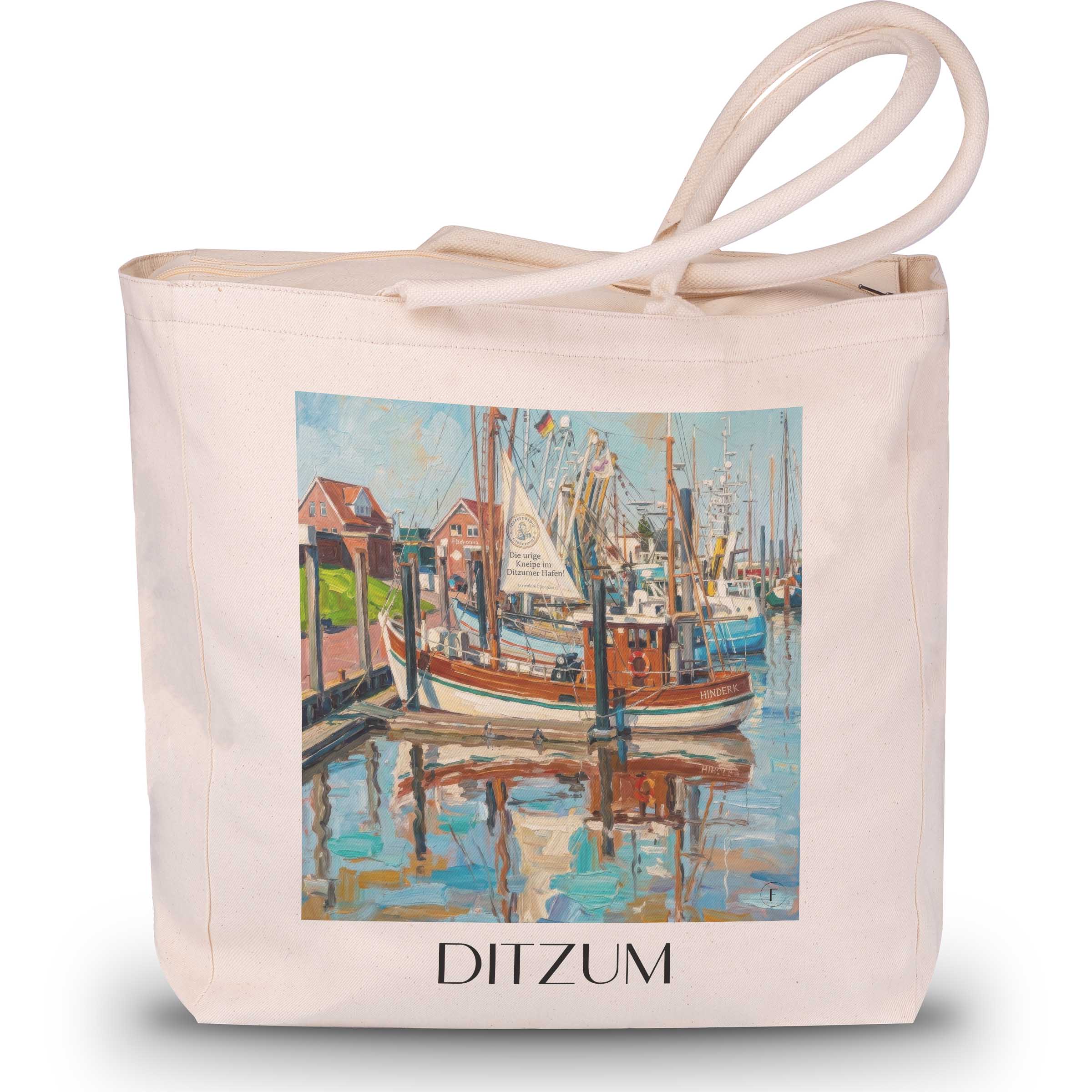 ditzum-ostfriesland-deutschland-einkaufstasche-oil-painting-oelgemaelde