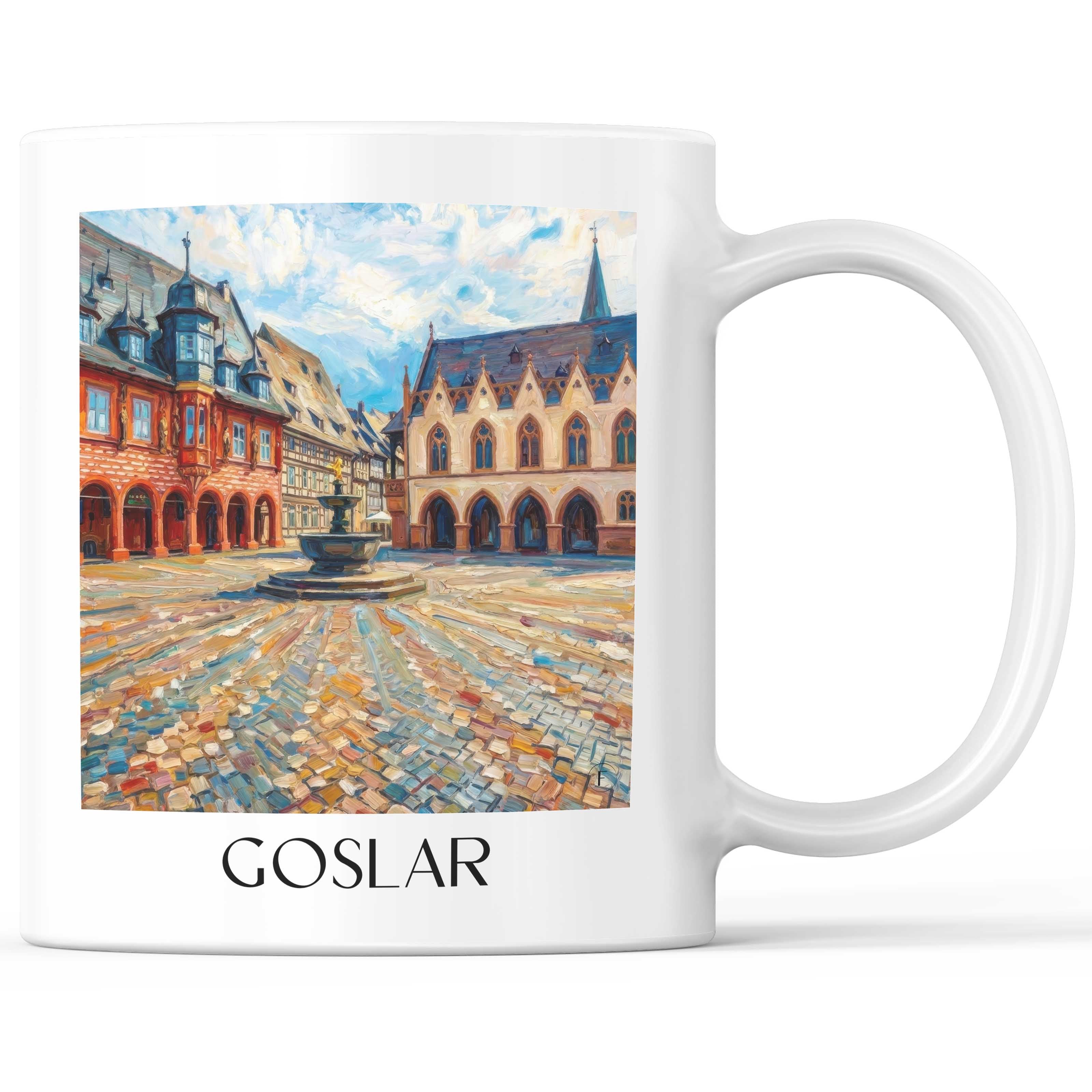 Goslar Kaffeebecher - Harz - Deutschland Becher - Kaffeetasse im Ölgemälde Stil