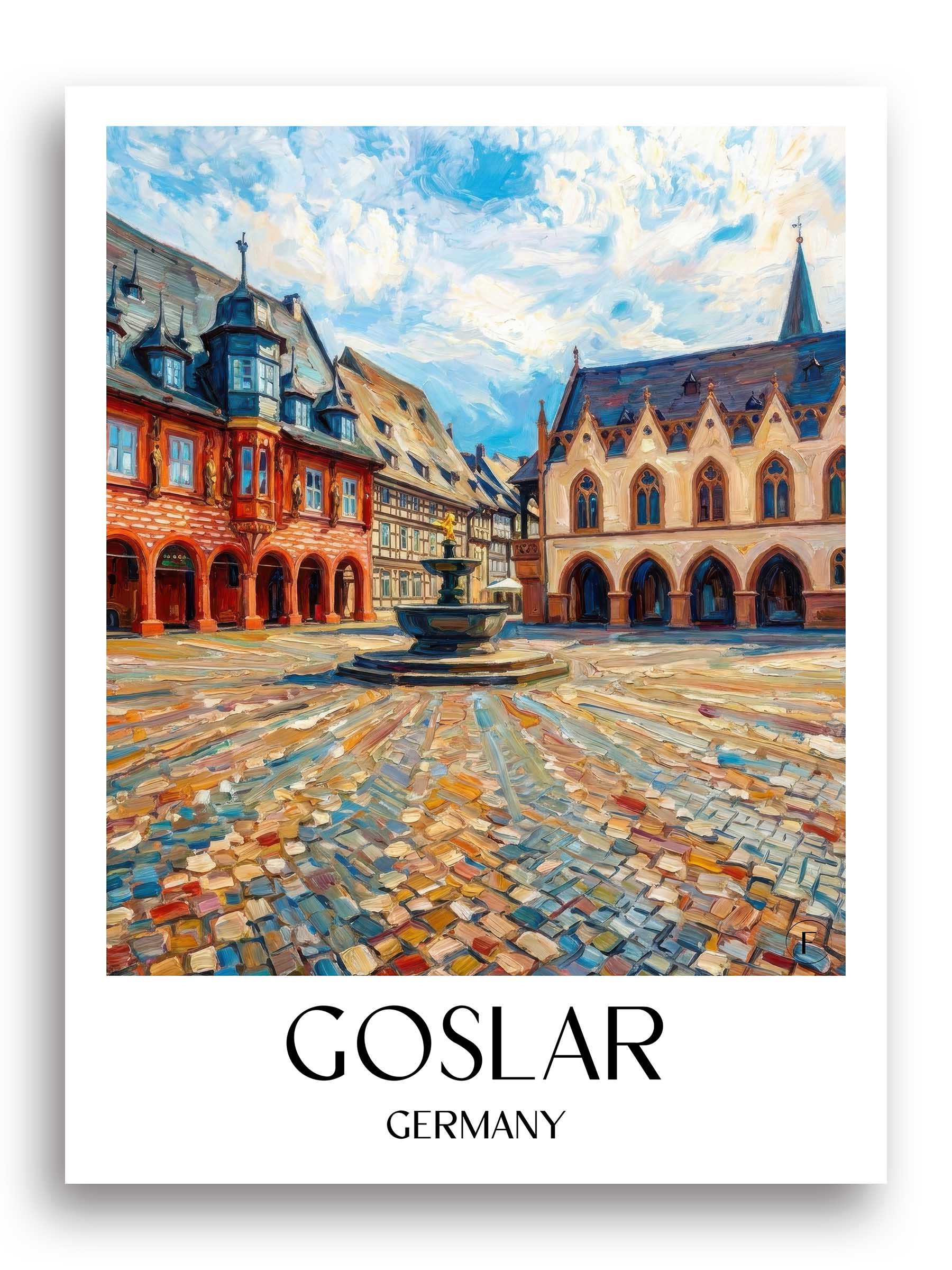 Goslar Poster - Harz - Deutschland Kunstdruck - Ölgemälde von A4 bis A1