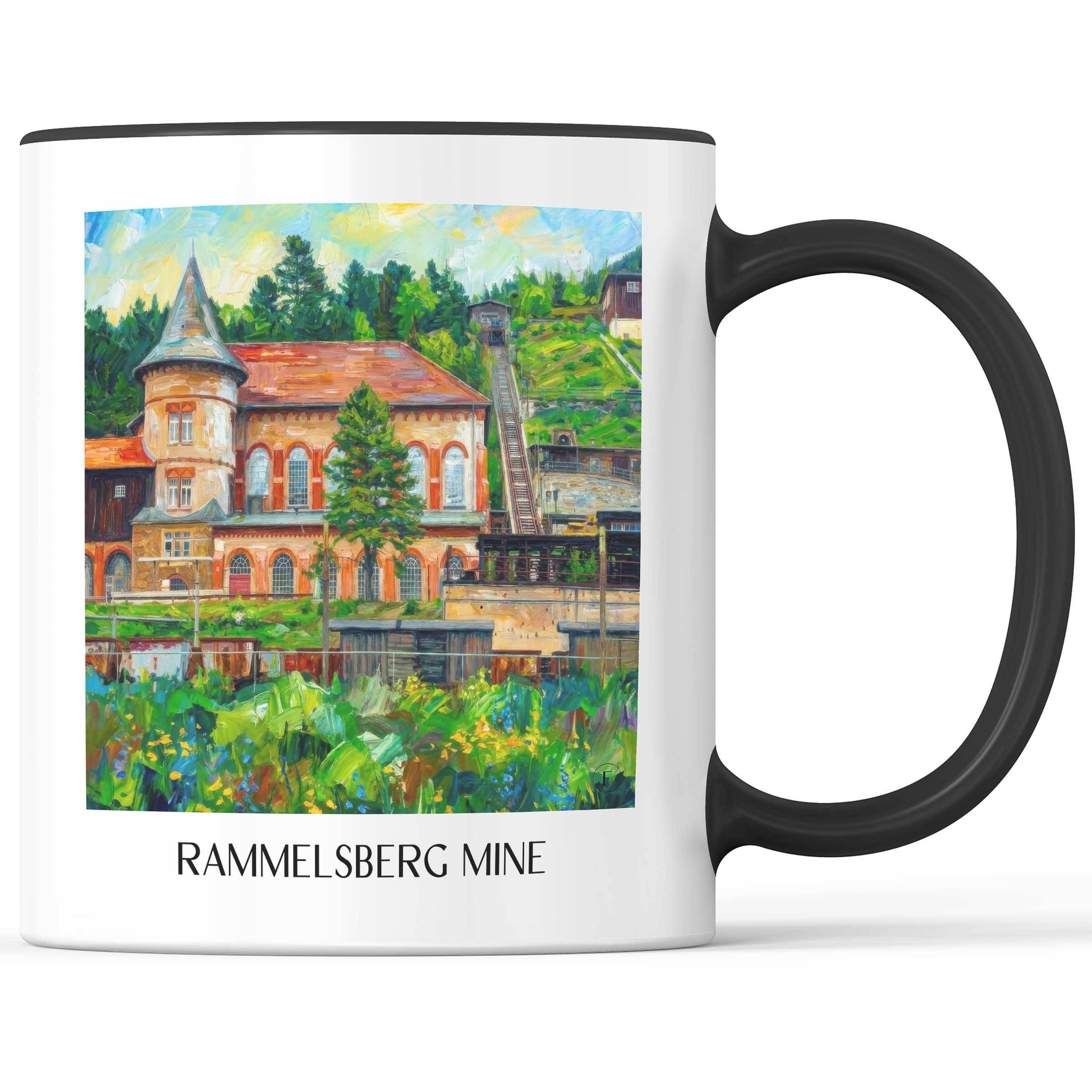 Bergwerk Rammelsberg Kaffeebecher - Goslar - Deutschland Becher - Kaffeetasse im Ölgemälde Stil