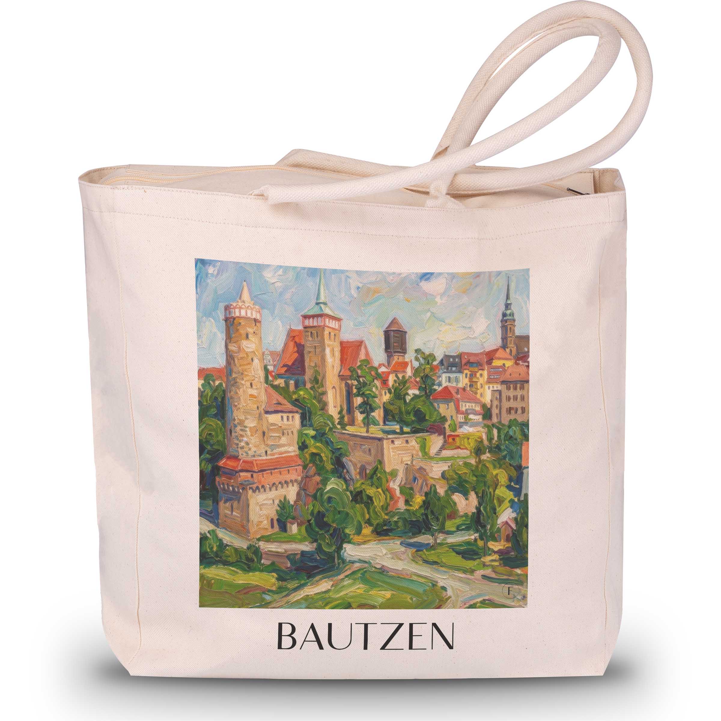 bautzen--oberlausitz-deutschland-einkaufstasche-oil-painting-oelgemaelde