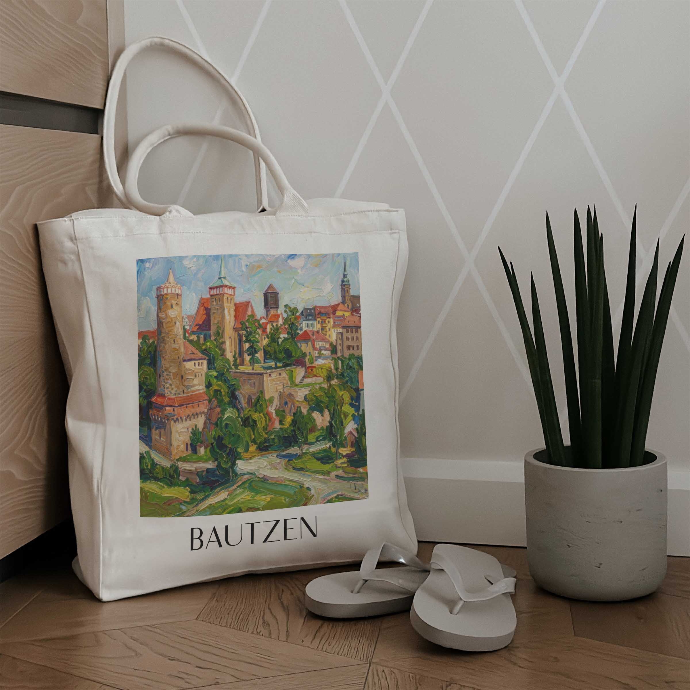 bautzen--oberlausitz-deutschland-einkaufstasche-oil-painting-oelgemaelde