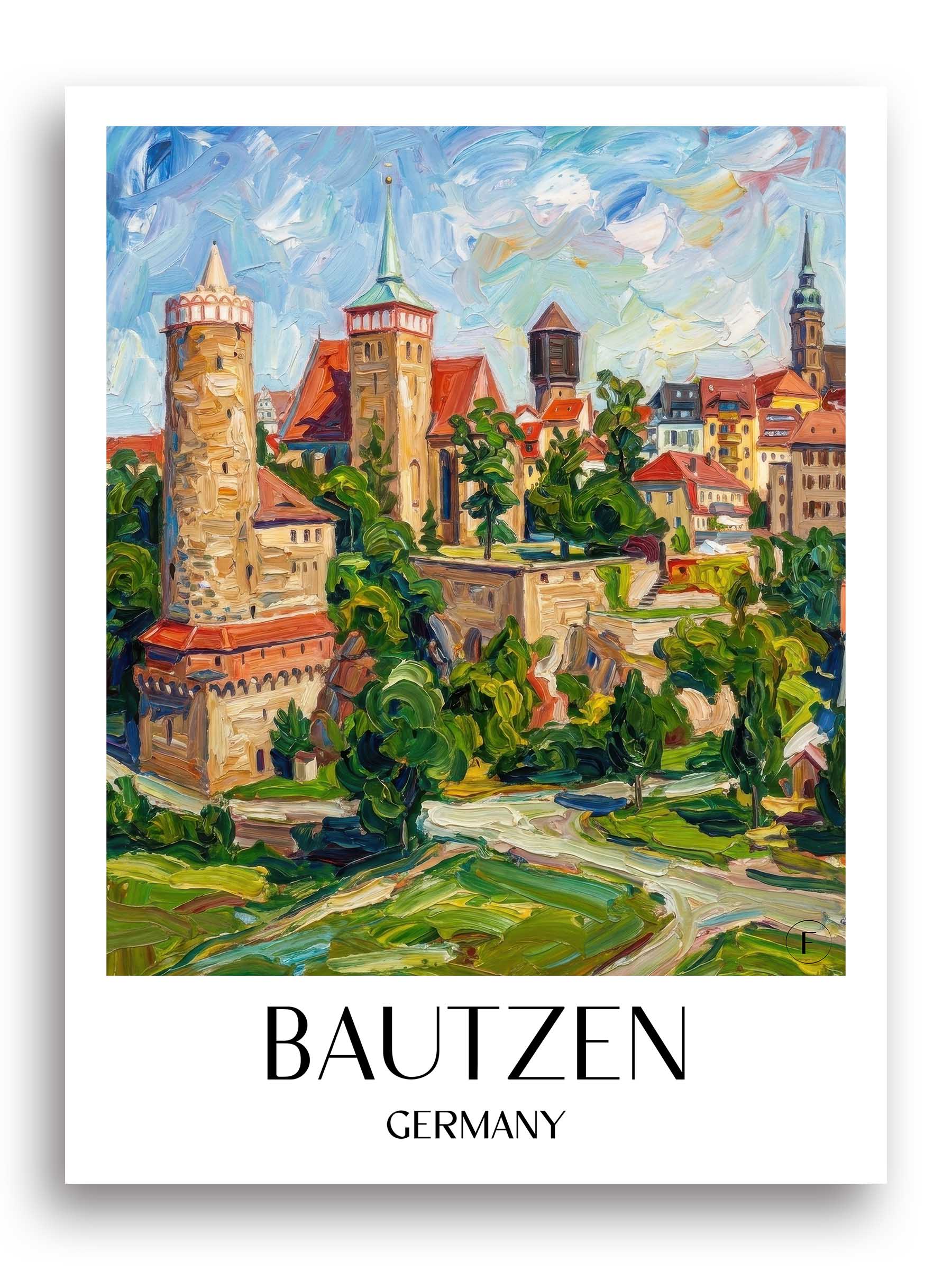 Bautzen Poster - Oberlausitz - Deutschland Kunstdruck - Ölgemälde von A4 bis A1