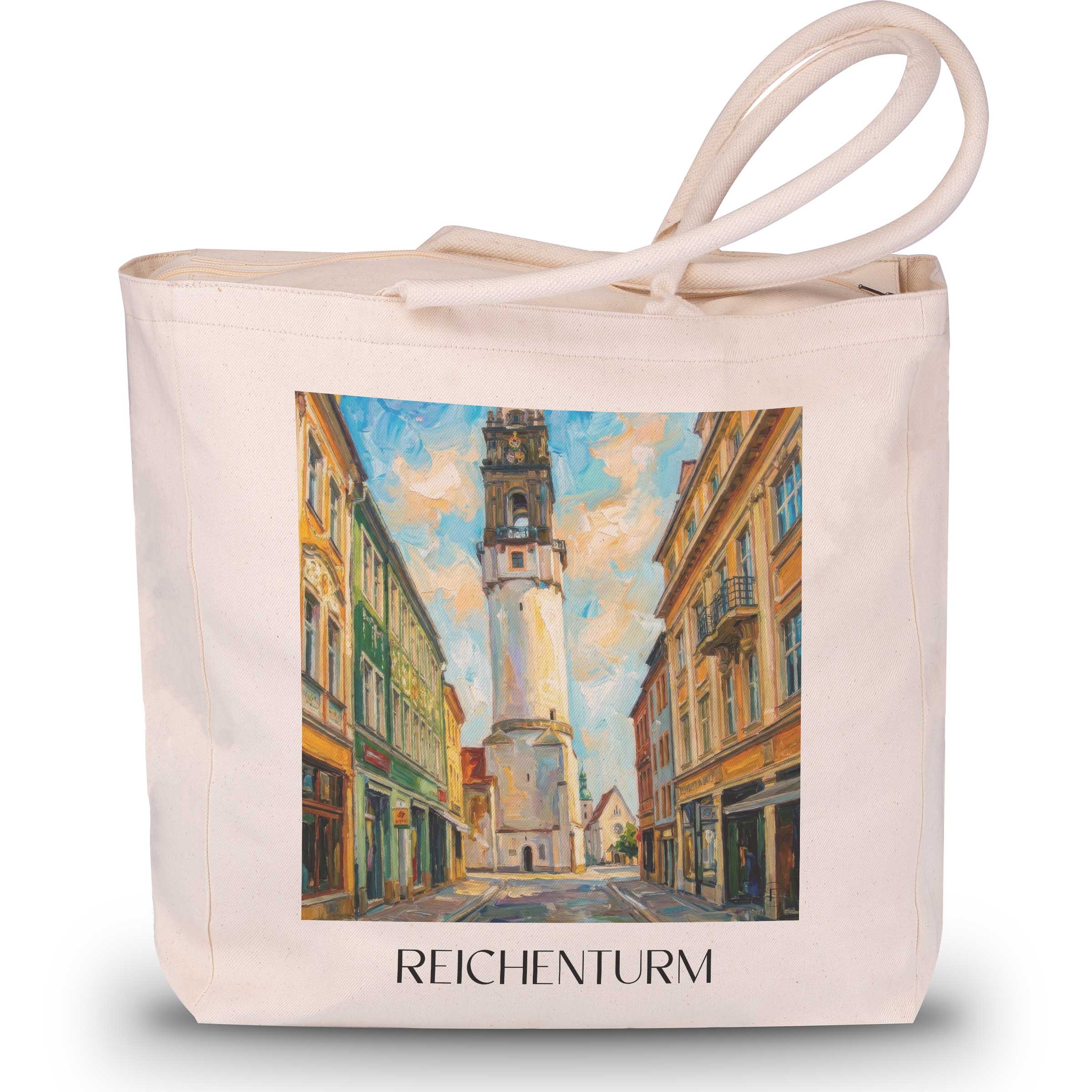 reichenturm--bautzen-deutschland-einkaufstasche-oil-painting-oelgemaelde