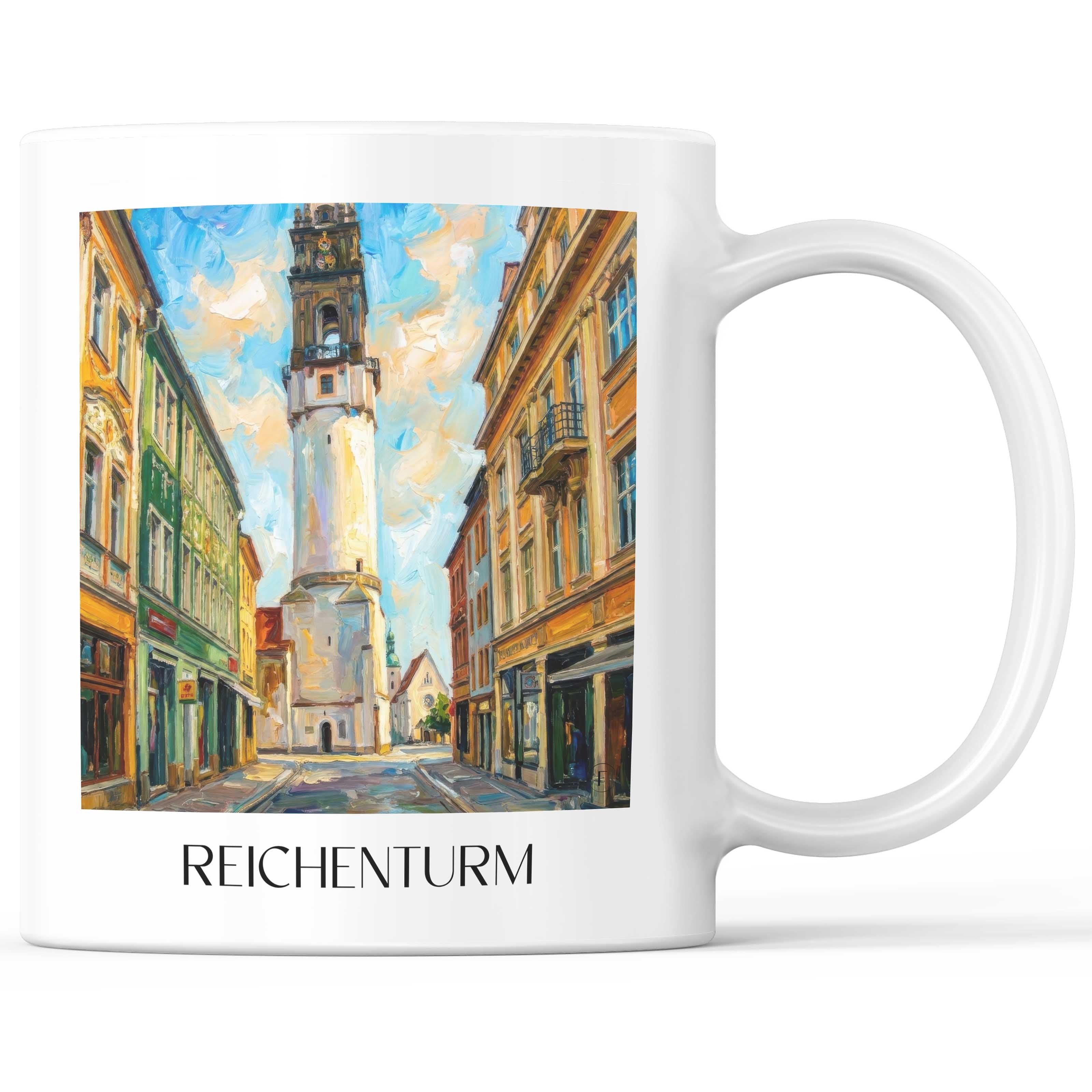 Reichenturm Kaffeebecher - Bautzen - Deutschland Becher - Kaffeetasse im Ölgemälde Stil