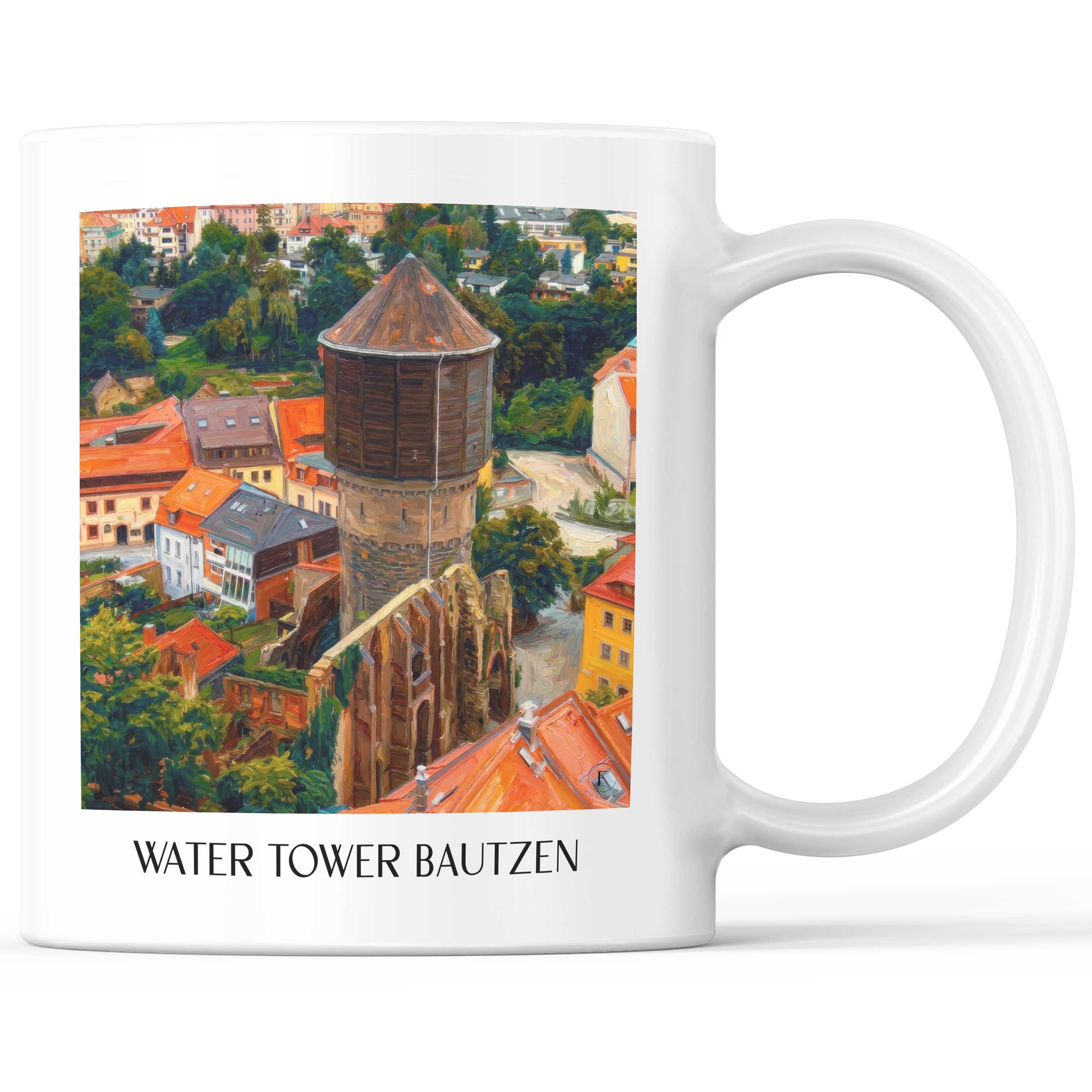 Wasserturm Kaffeebecher - Bautzen - Deutschland Becher - Kaffeetasse im Ölgemälde Stil