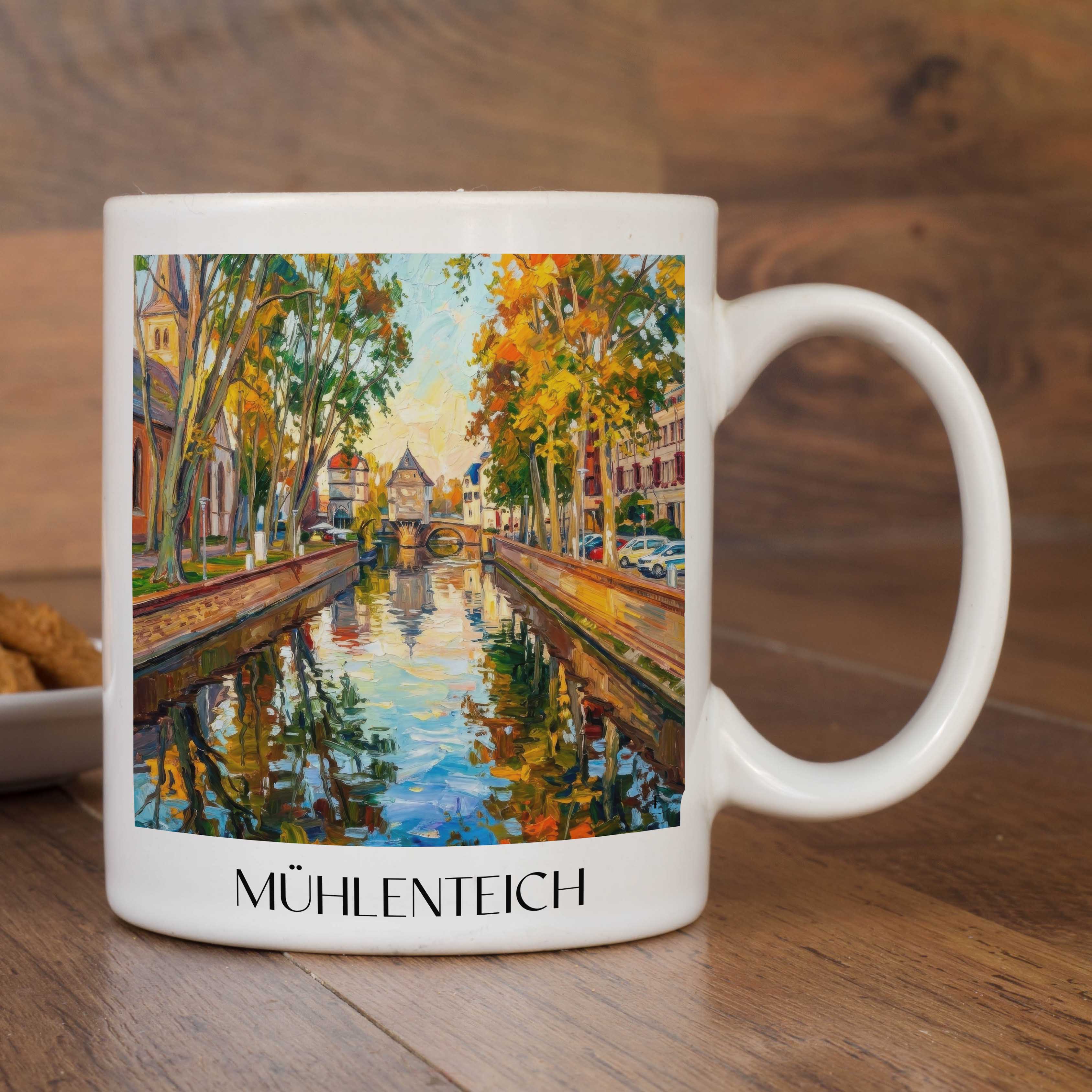 mühlenteich-bad-kreuznach-deutschland-kaffeebecher-oil-painting-oelgemaelde