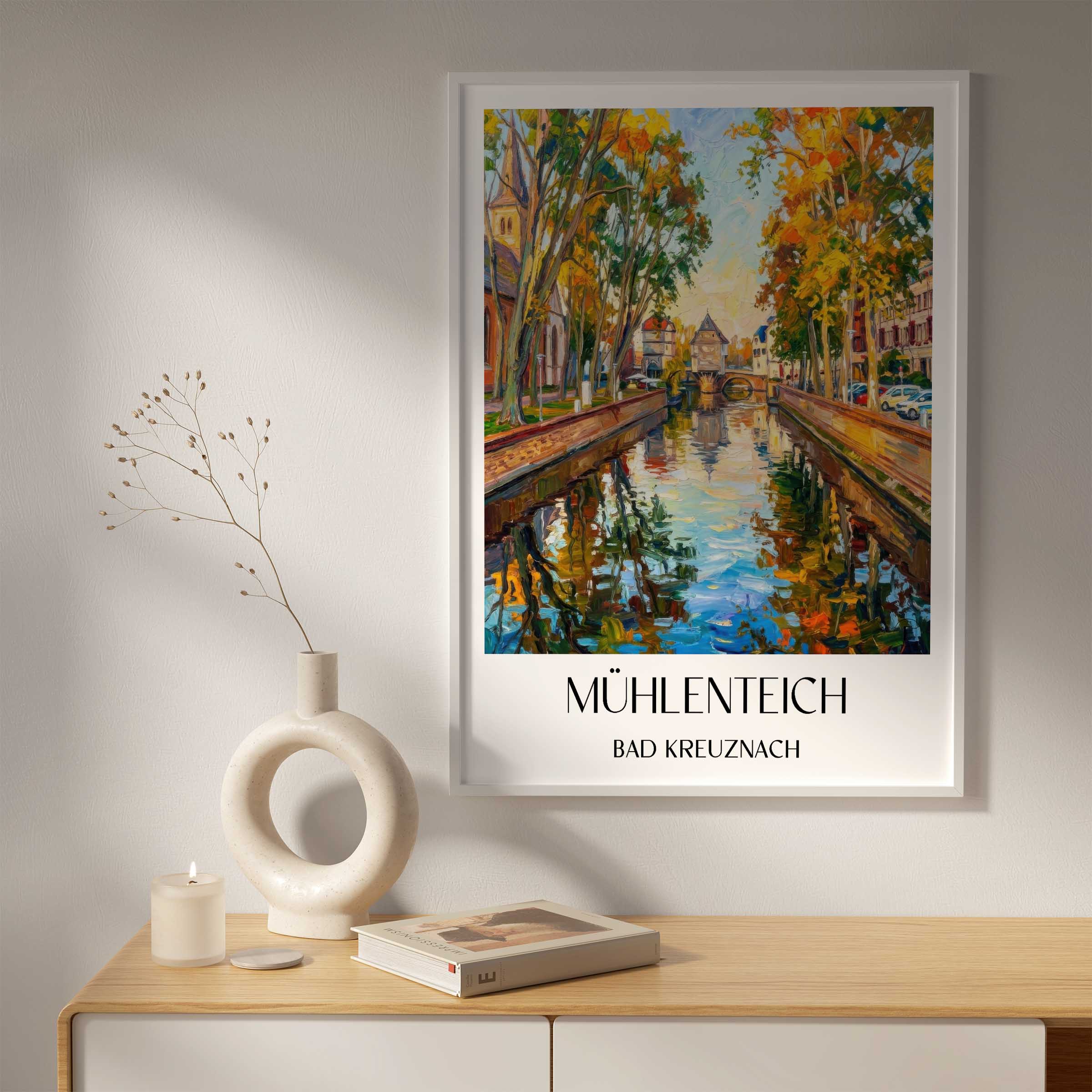 mühlenteich-bad-kreuznach-deutschland-poster-oil-painting-oelgemaelde