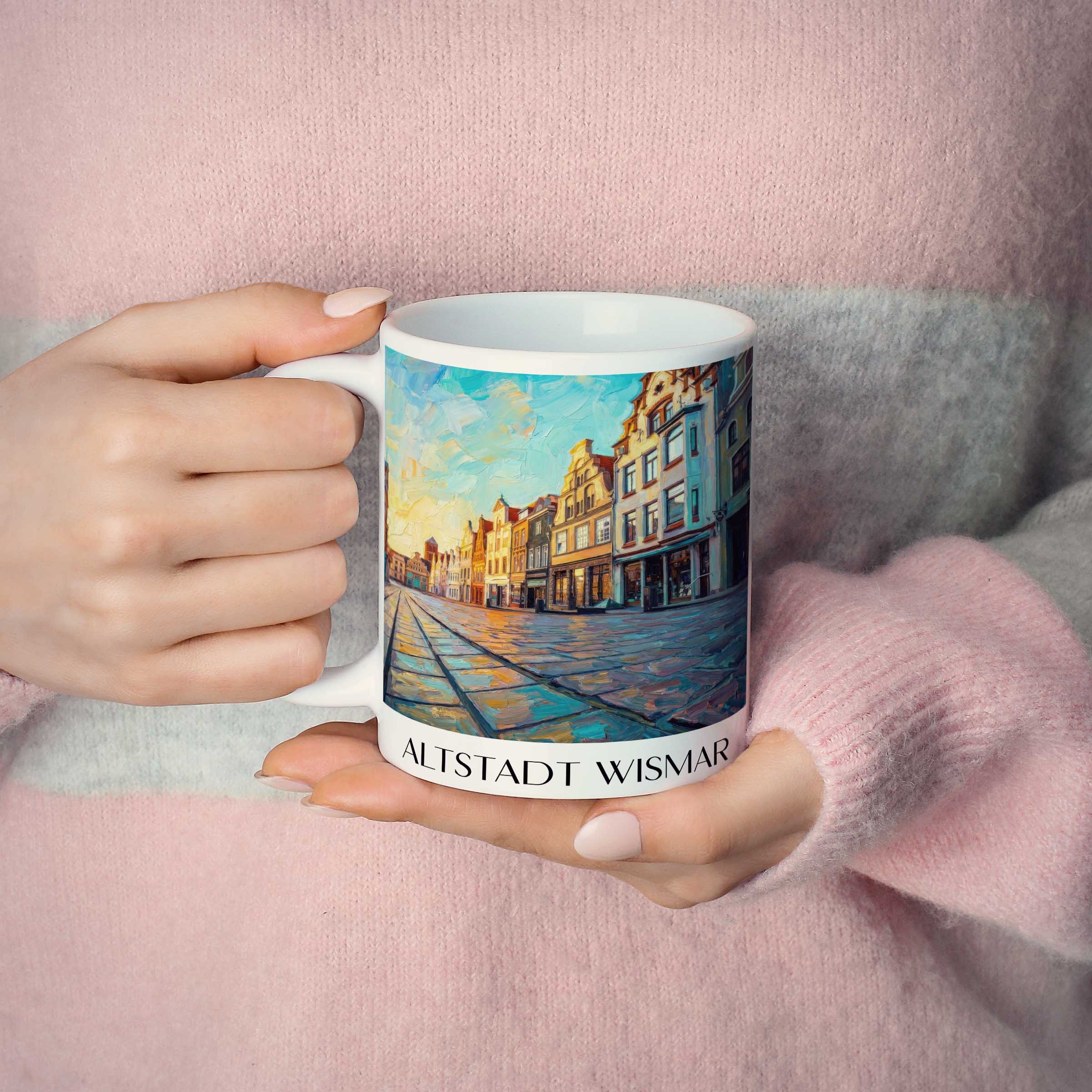 altstadt-wismar-deutschland-kaffeebecher-oil-painting-oelgemaelde