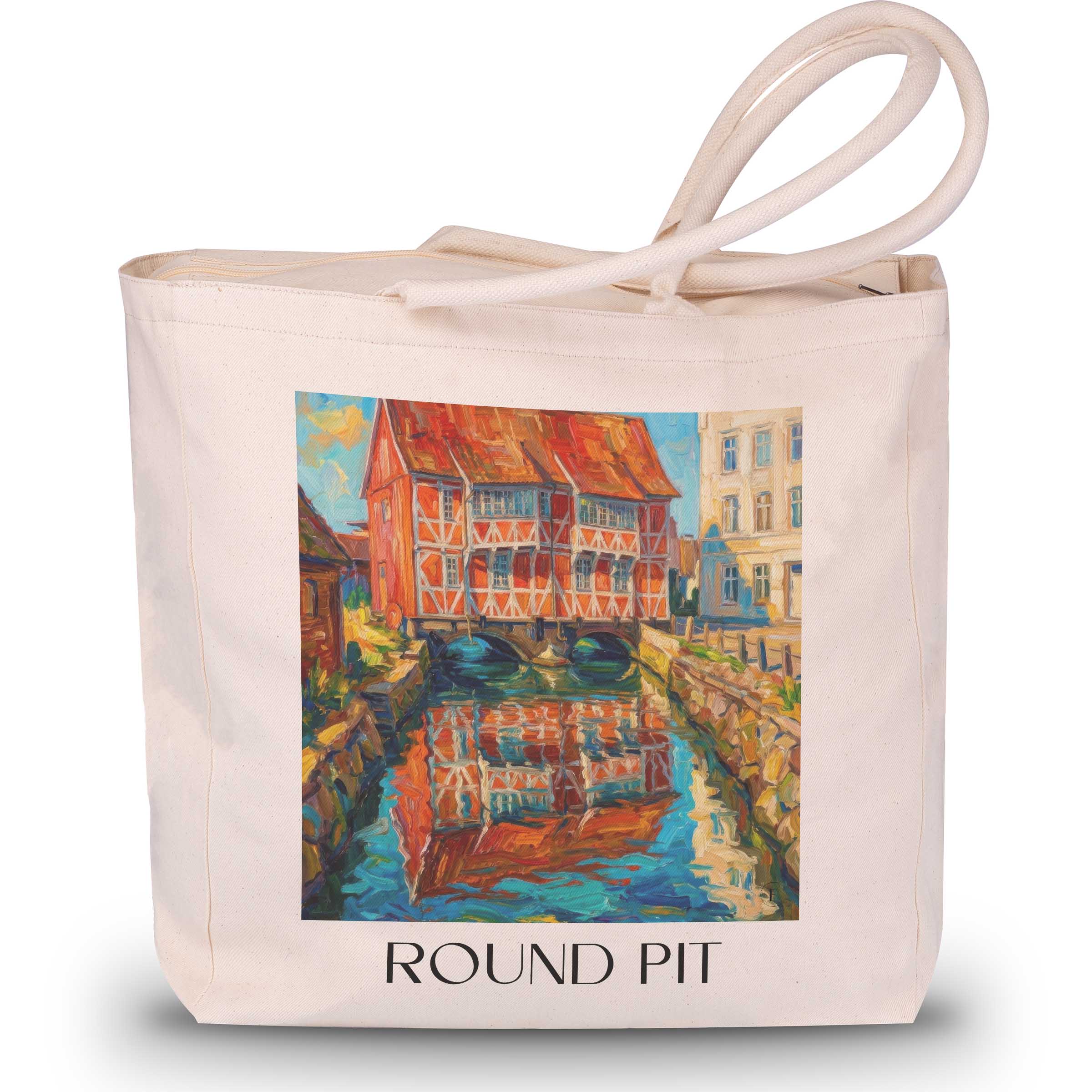 Runde Grube Shopping Tasche - Wismar - Deutschland Tote Bag - Einkaufstasche im Ölgemälde Stil